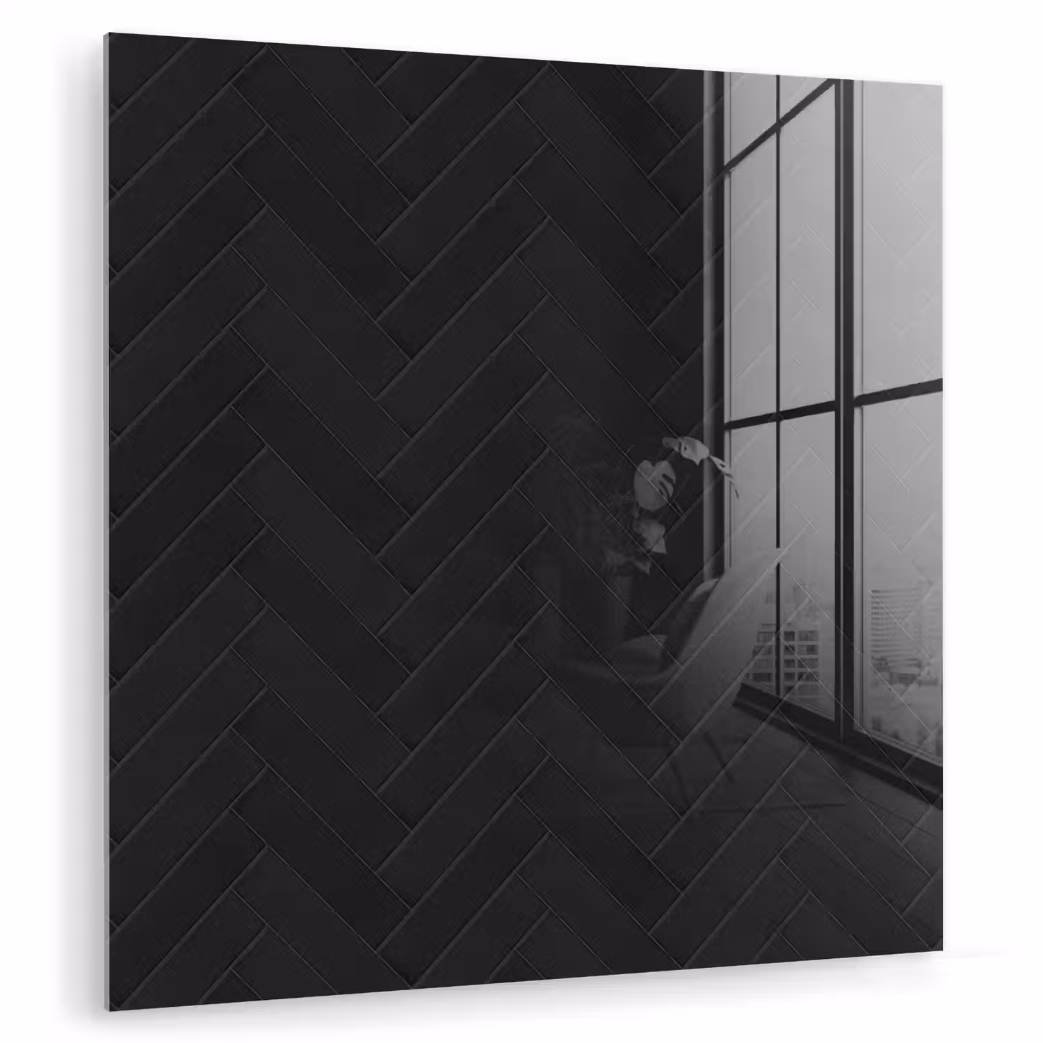 Visgraat - Wandtegel - Mat - Zwart plexiglas 5mm klein 11 -zzzproduct_nieuw