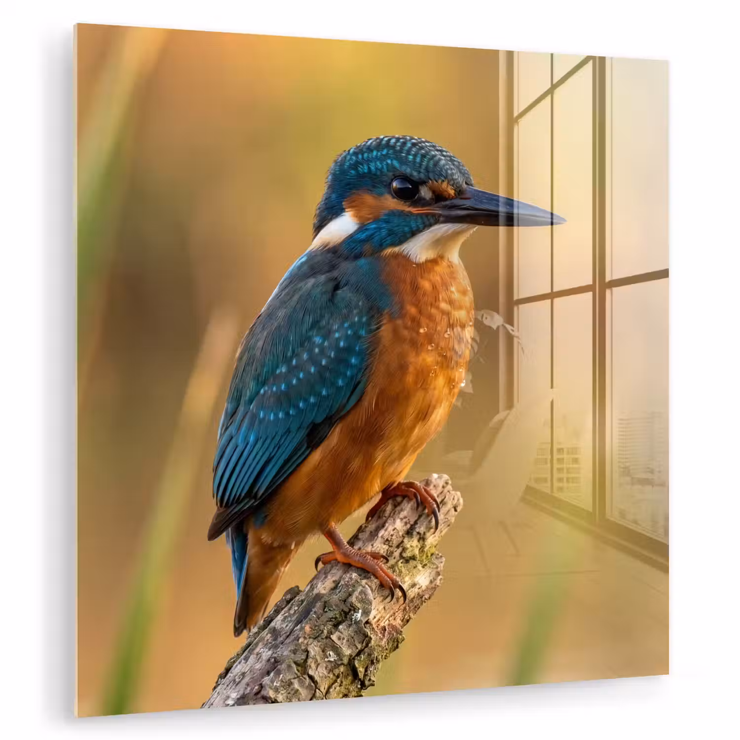 IJsvogel - Tak - Water - Kleurrijk - Levendig plexiglas 5mm klein -zzzproduct_nieuw