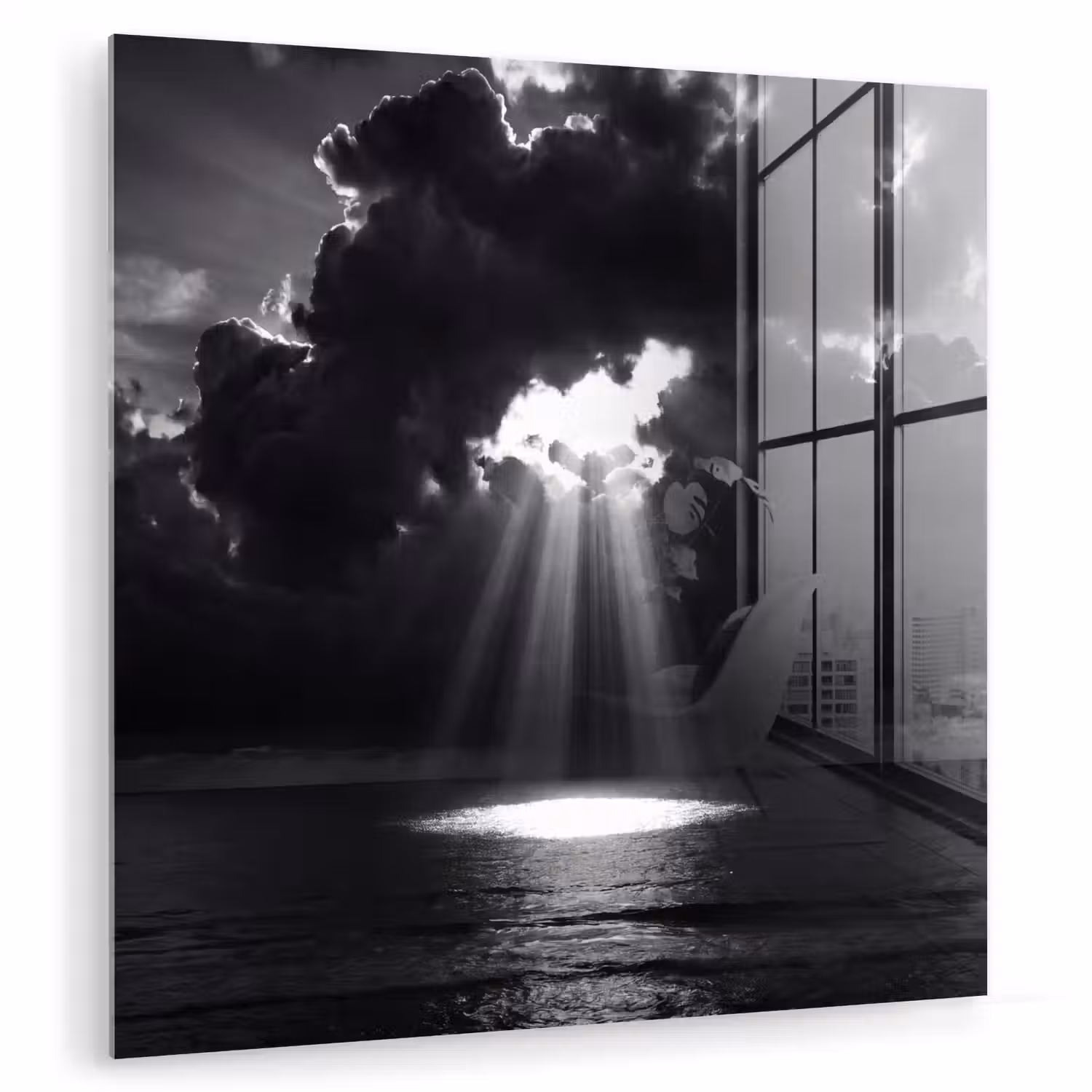 Licht - Wolken - Zee - Zwart-wit - Natuur plexiglas 5mm klein -zzzproduct_nieuw