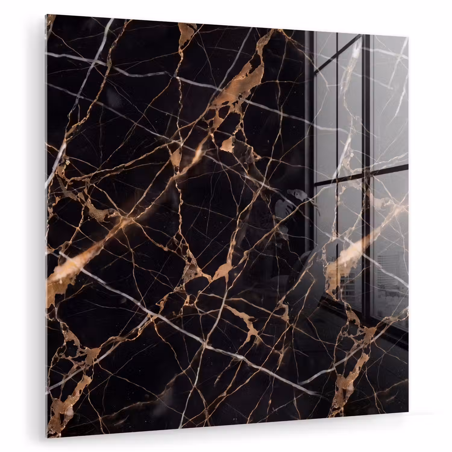 Marmer - Goud - Abstract - Zwart plexiglas 5mm klein -zzzproduct_nieuw