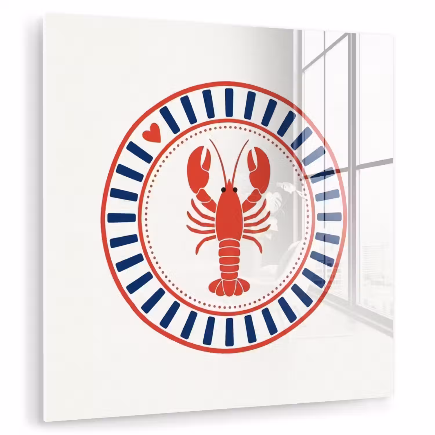 Zeeleven - Kreeft - Embleem - Grafisch - Rood plexiglas 5mm klein -zzzproduct_nieuw