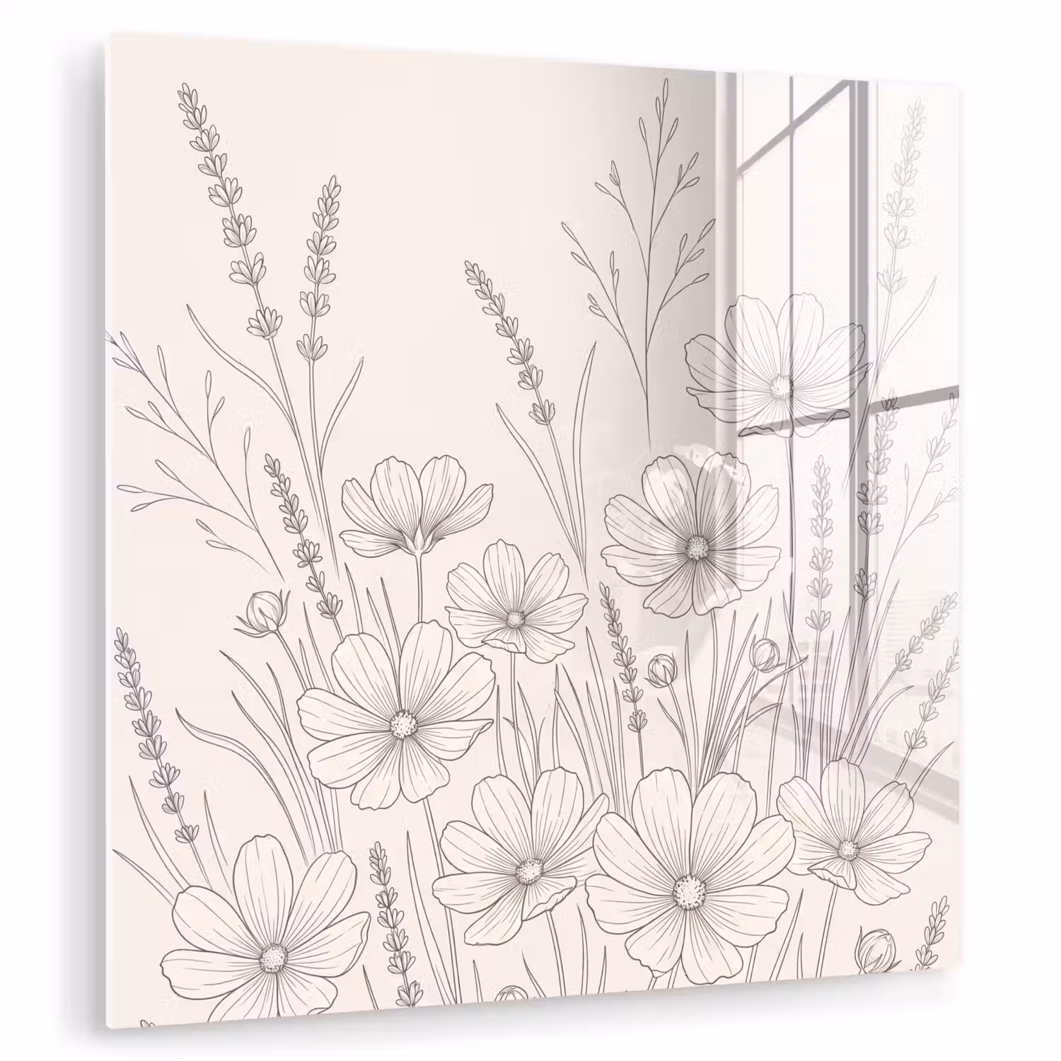 Minimalistisch - Modern - Bloemen - Beige plexiglas 5mm klein -zzzproduct_nieuw