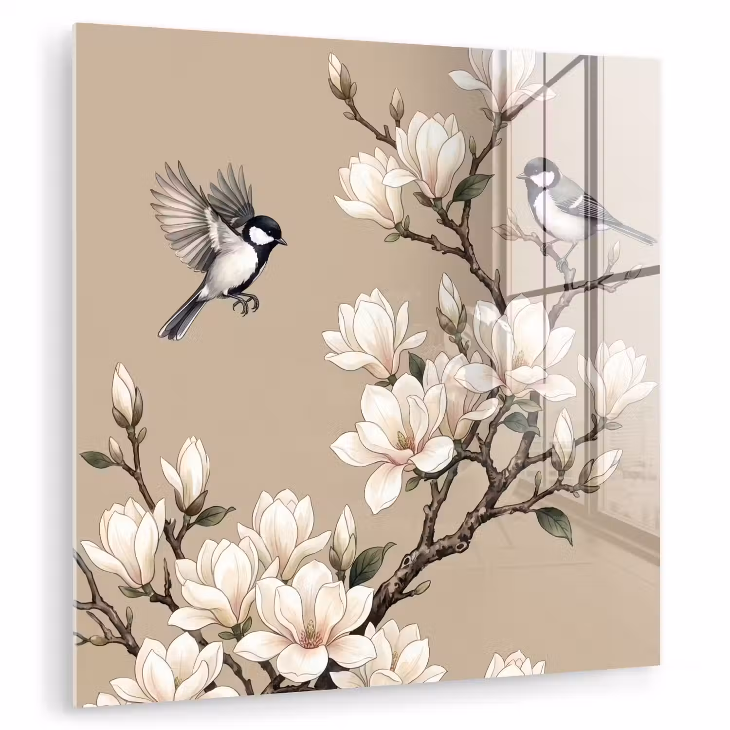 Oosters - Vogels - Beige plexiglas 5mm klein -zzzproduct_nieuw