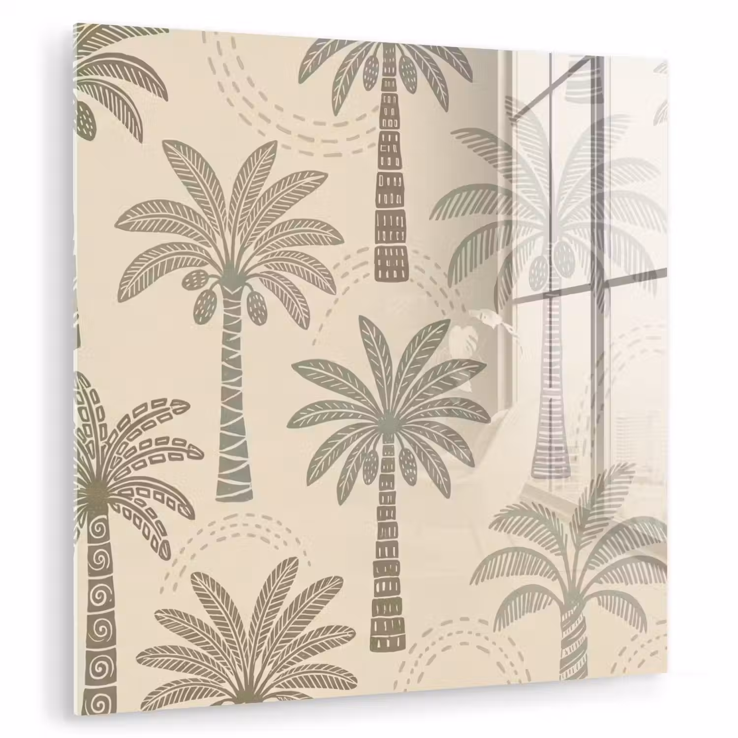 Palmbomen - Patroon - Tropisch - Beige plexiglas 5mm klein -zzzproduct_nieuw
