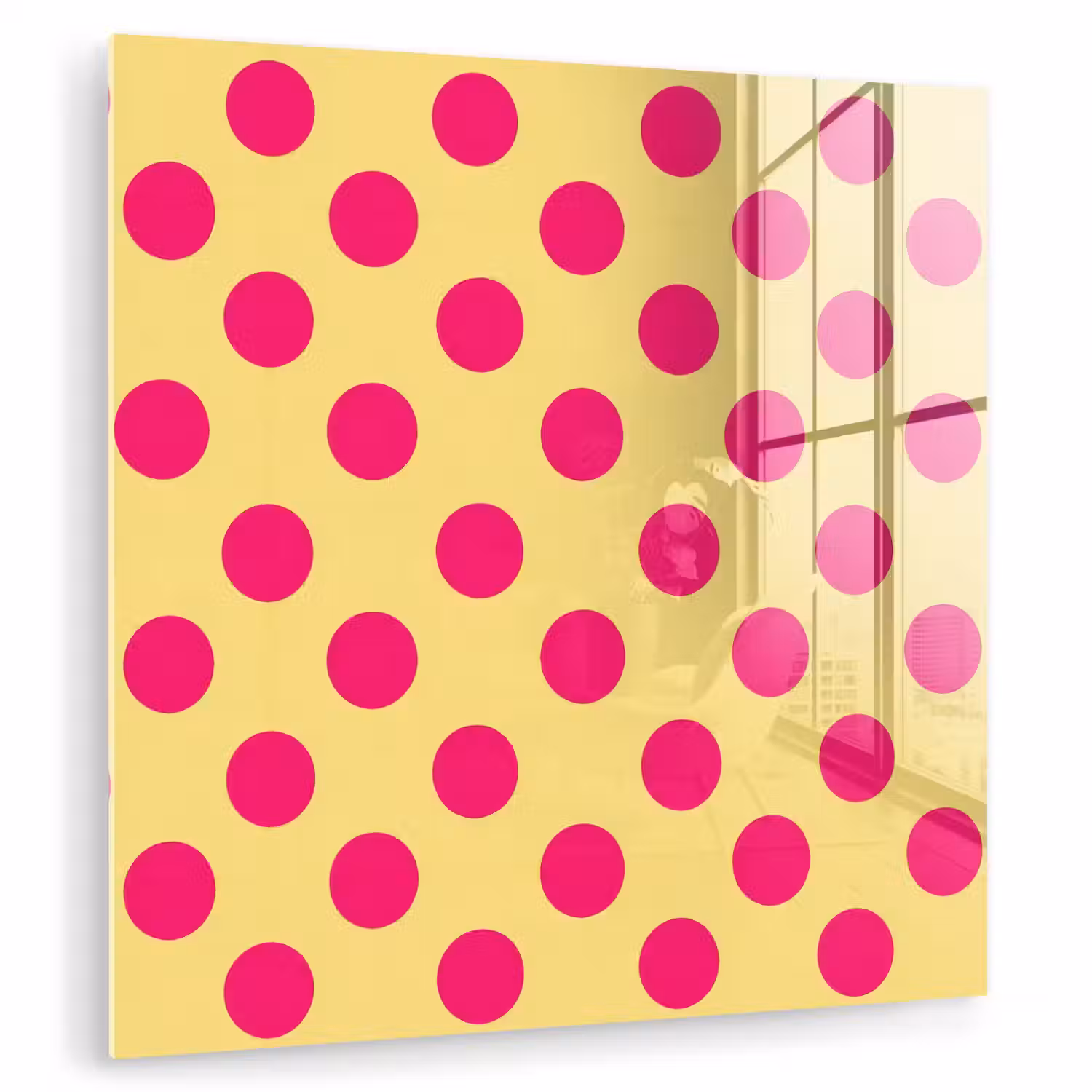 Roze - Stippen - Geel plexiglas 5mm klein 11 -zzzproduct_nieuw
