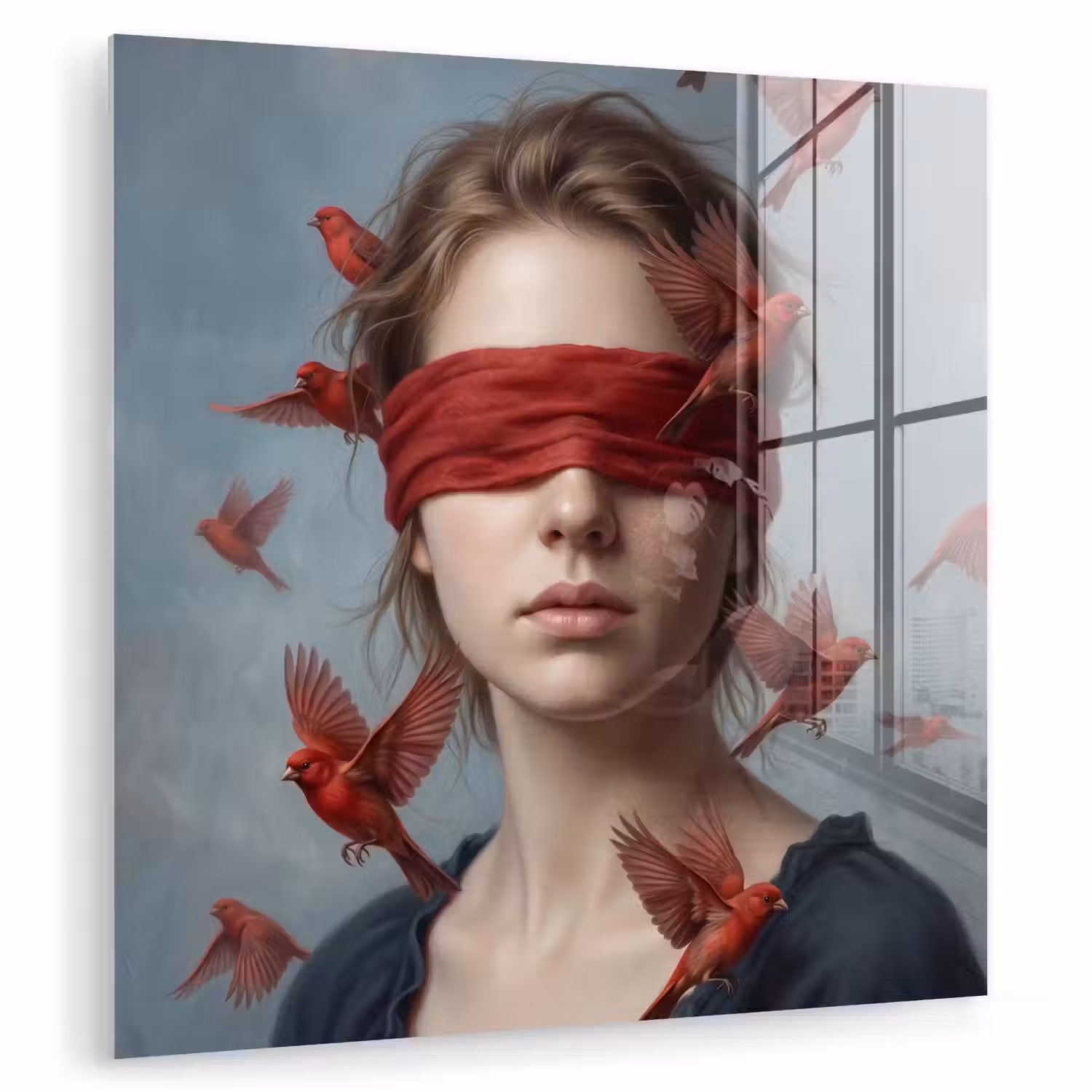 Portret - Krachtig - Rood plexiglas 5mm klein -zzzproduct_nieuw