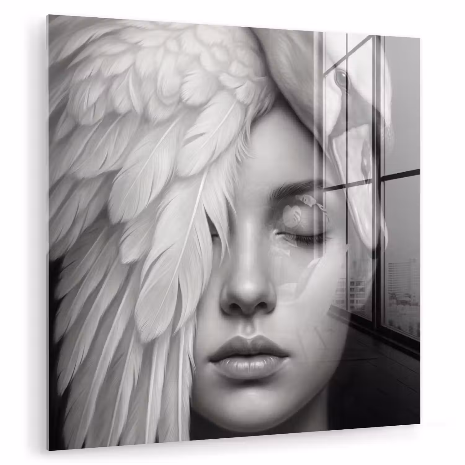 Portret - Zwaan - Zwart - Wit plexiglas 5mm klein -zzzproduct_nieuw