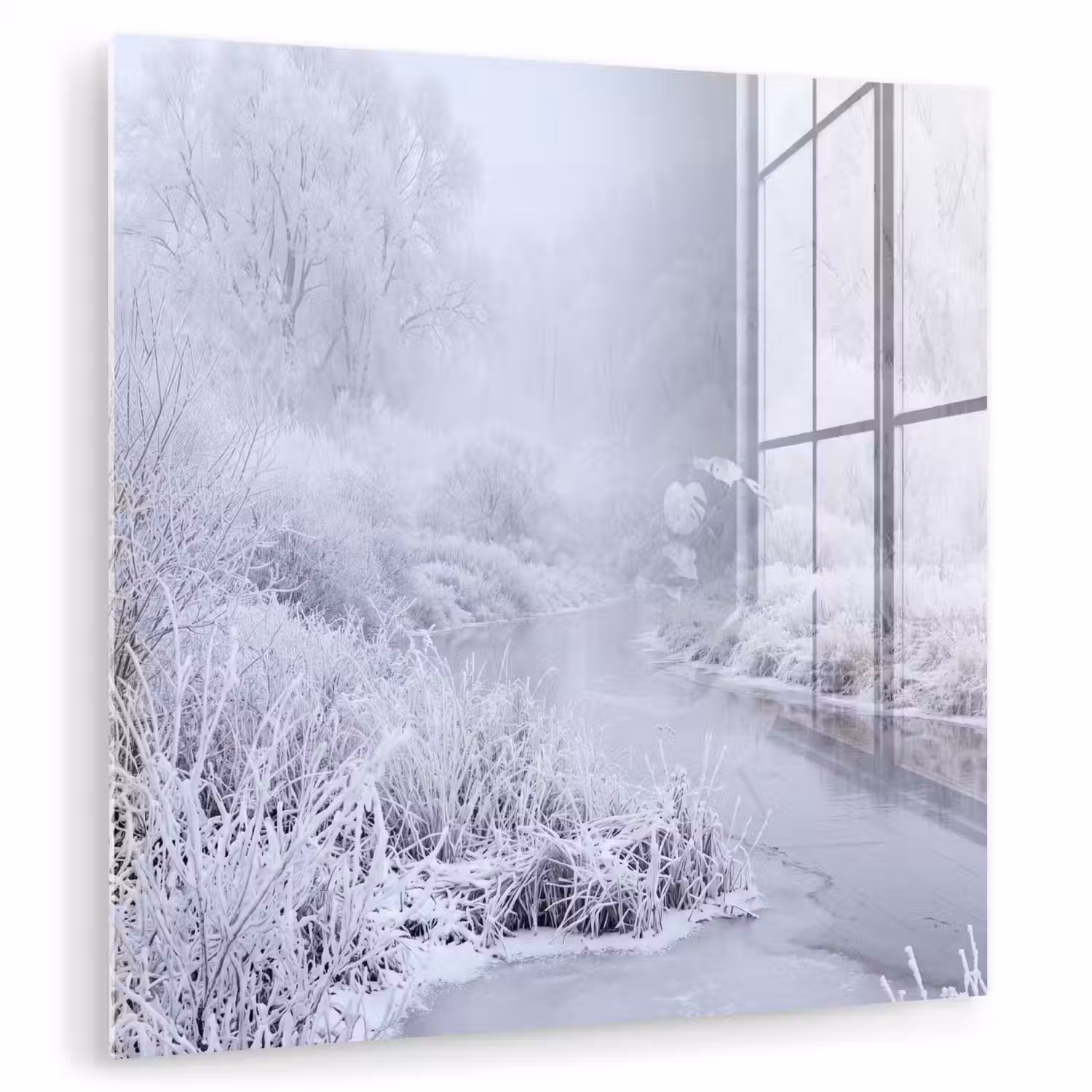 Rivier - Sneeuw - Bos - Winter - Schilderachtig plexiglas 5mm klein -zzzproduct_nieuw