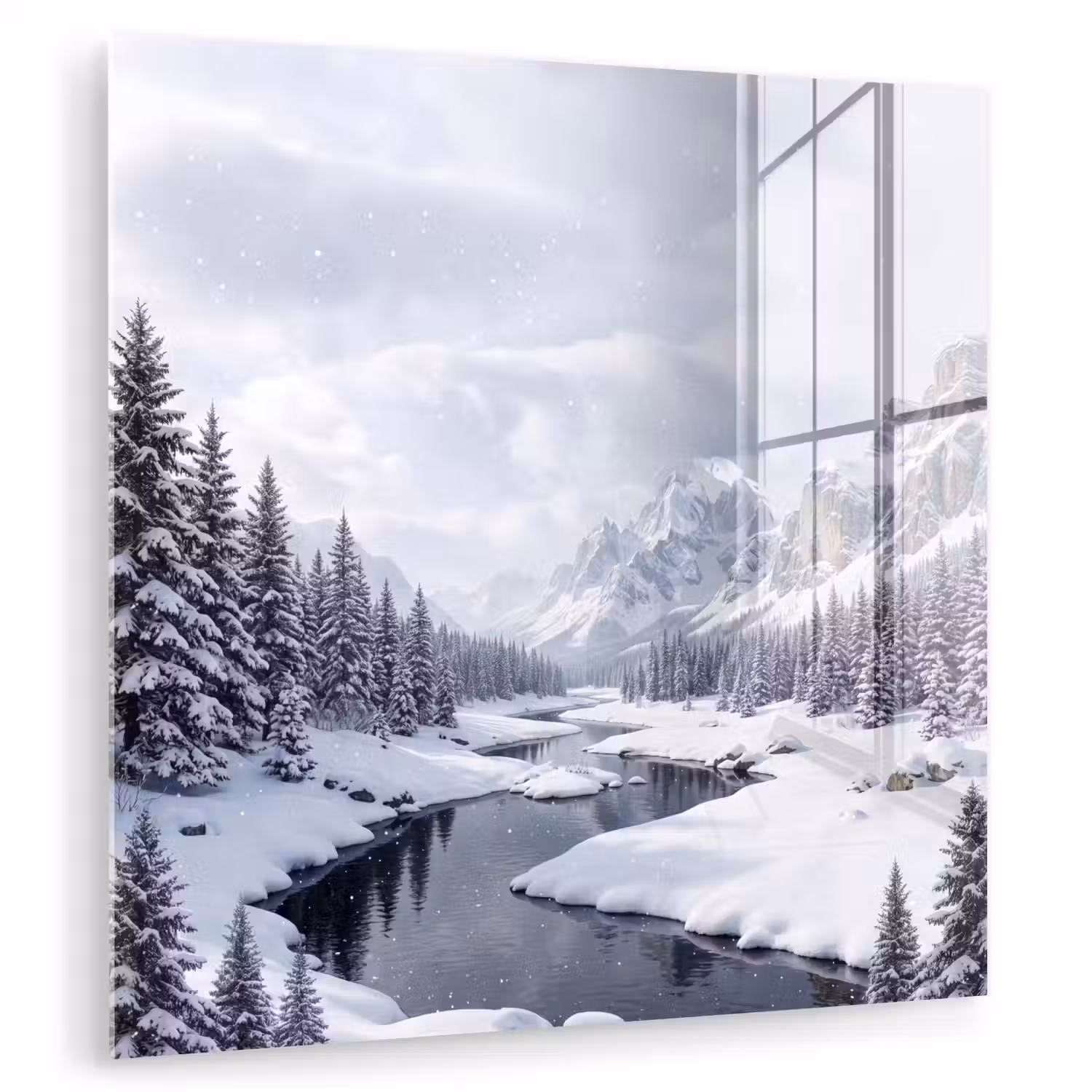 Sneeuwlandschap - Bergen - Rivier - Winter plexiglas 5mm klein -zzzproduct_nieuw