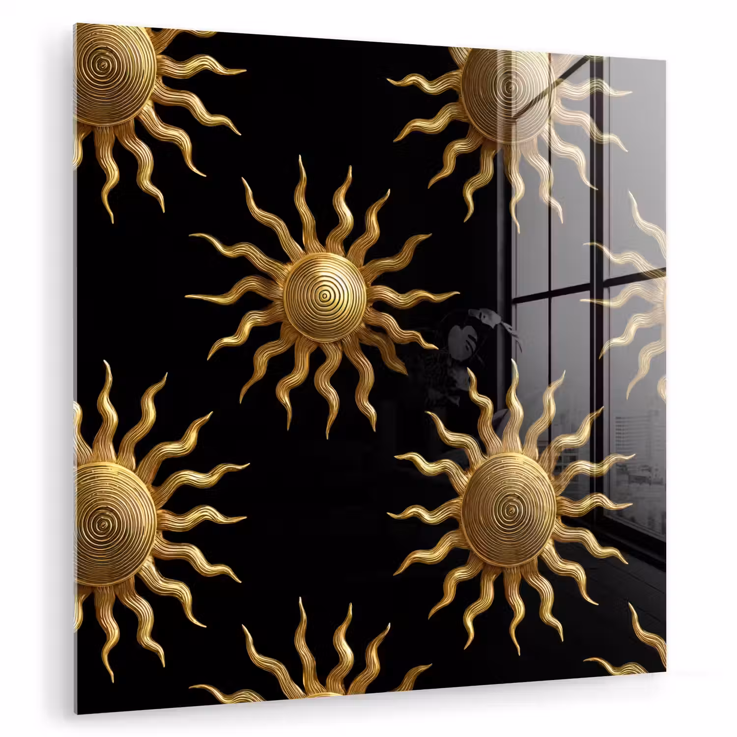 Zon - Patroon - Luxe - Goud - Zwart plexiglas 5mm klein 11 -zzzproduct_nieuw