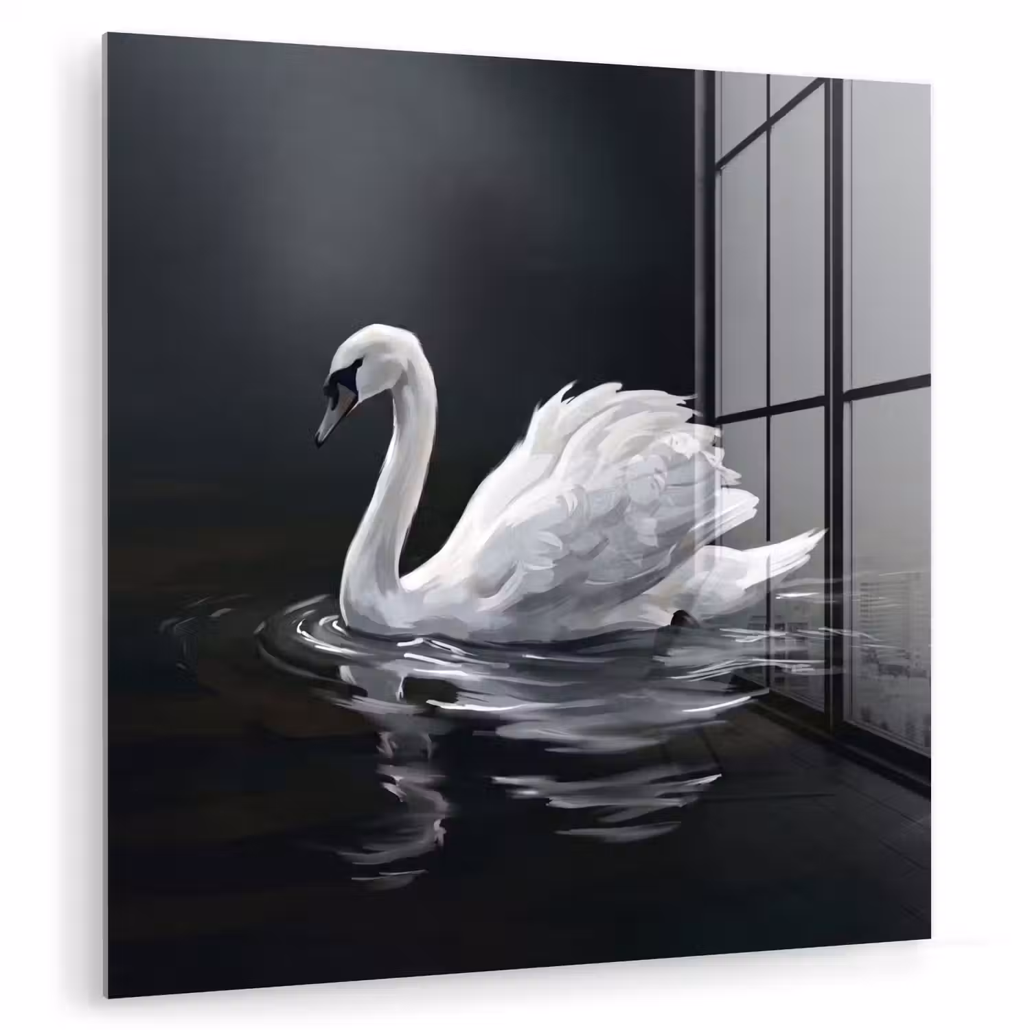 Zwaan - Water - Natuur - Realistisch - Wit plexiglas 5mm klein -zzzproduct_nieuw