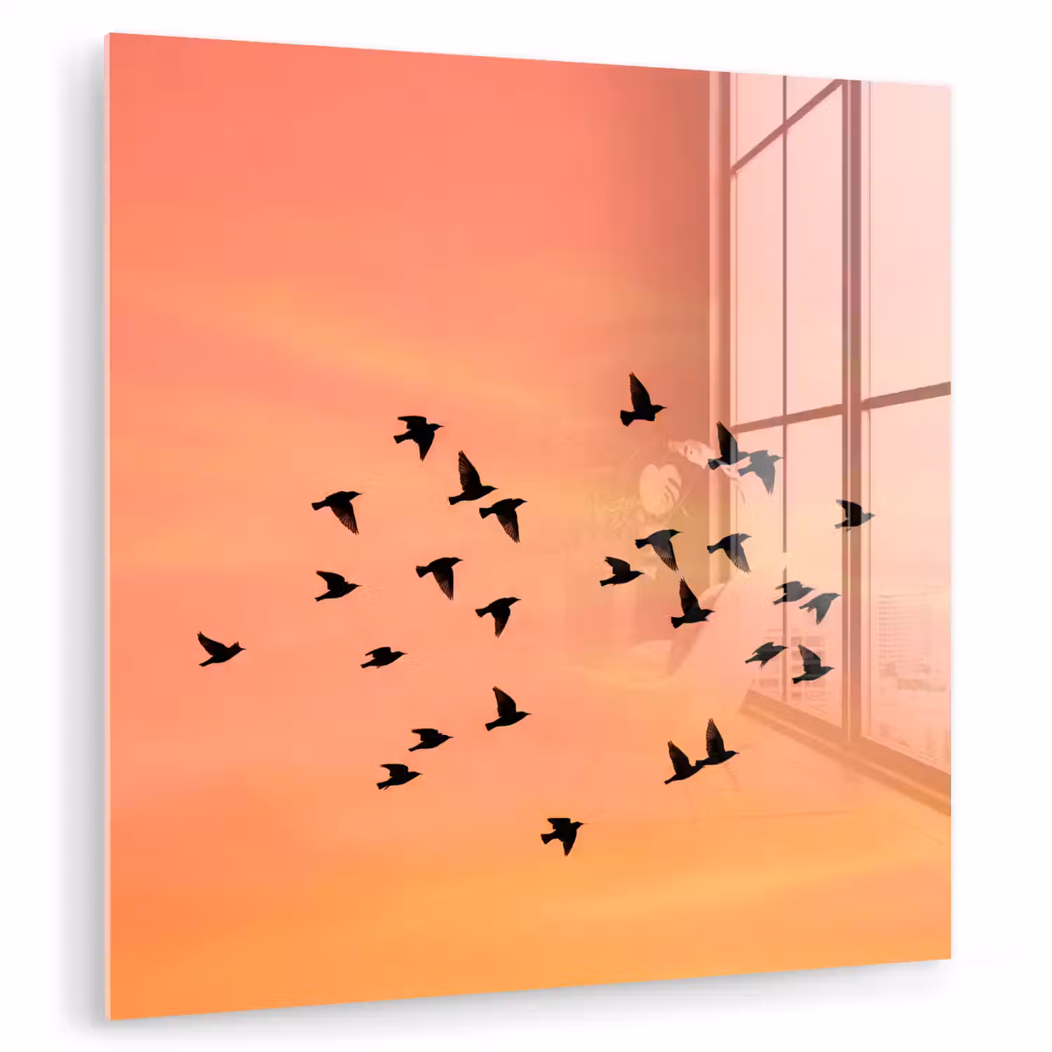 Zwerm - Vogels - Oranje plexiglas 5mm klein -zzzproduct_nieuw