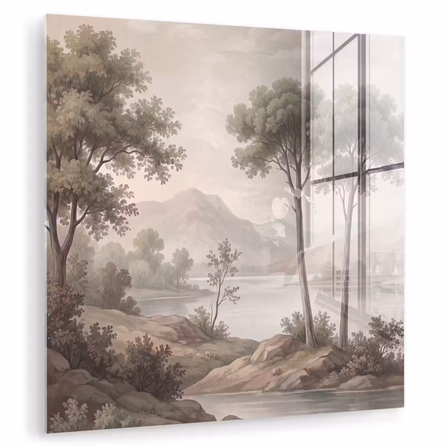 Bomen - Meer - Bergen - Illustratie plexiglas 5mm klein -zzzproduct_nieuw