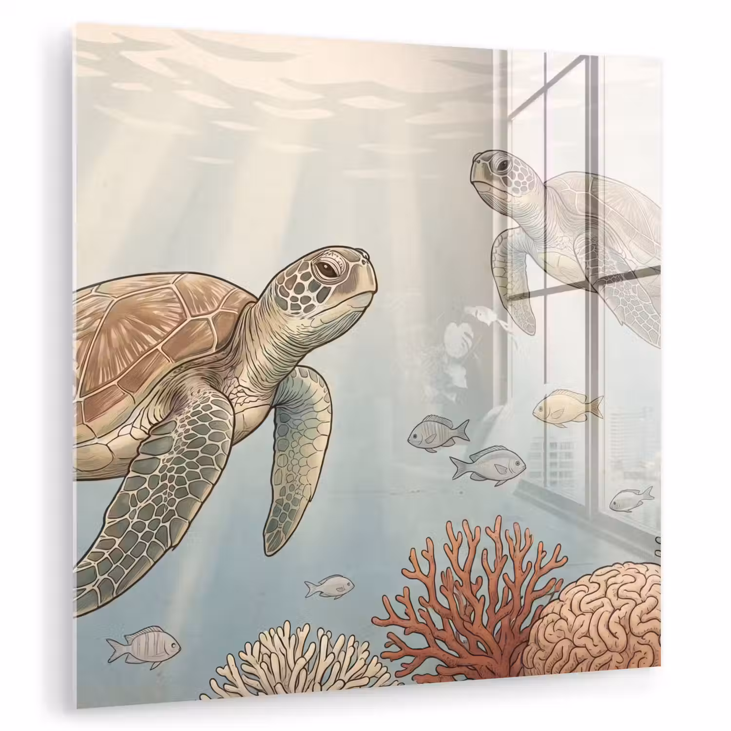 Schildpad - Onderwater - Natuur - Illustratie plexiglas 5mm klein -zzzproduct_nieuw