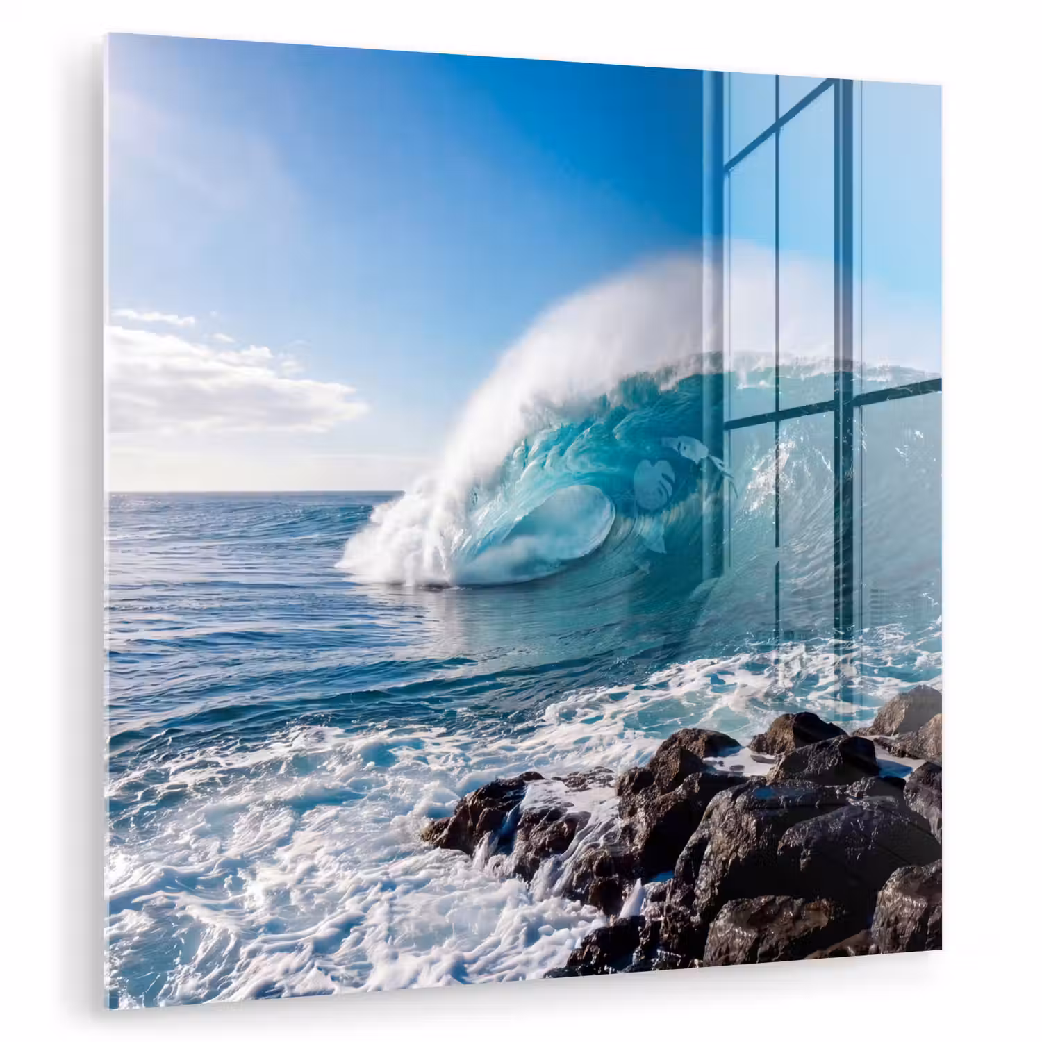 Golf - Oceaan - Brekend - Water - Blauw plexiglas 5mm klein -zzzproduct_nieuw
