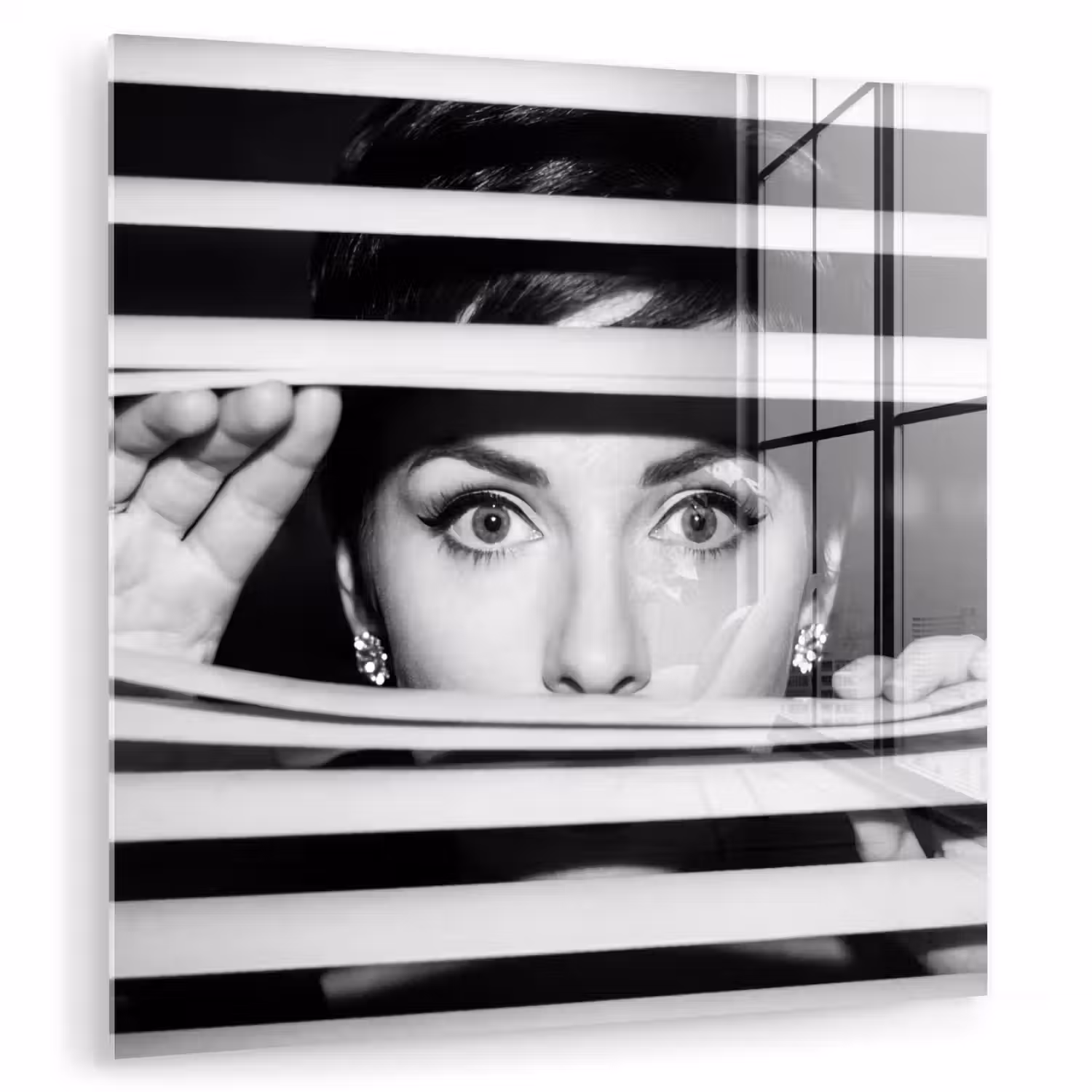 Vrouw - Jaloezieën - Portret - Zwart-wit plexiglas 5mm klein -zzzproduct_nieuw