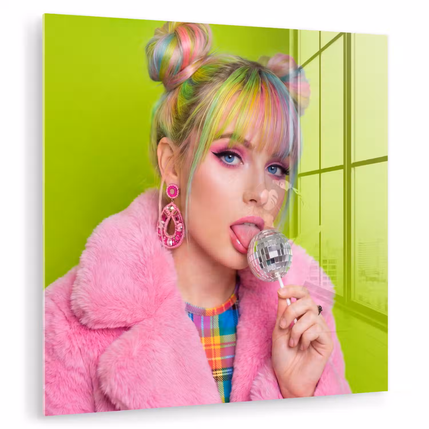 Vrouw - Kleurrijk haar - Pop art - Modern - Levendig plexiglas 5mm klein -zzzproduct_nieuw
