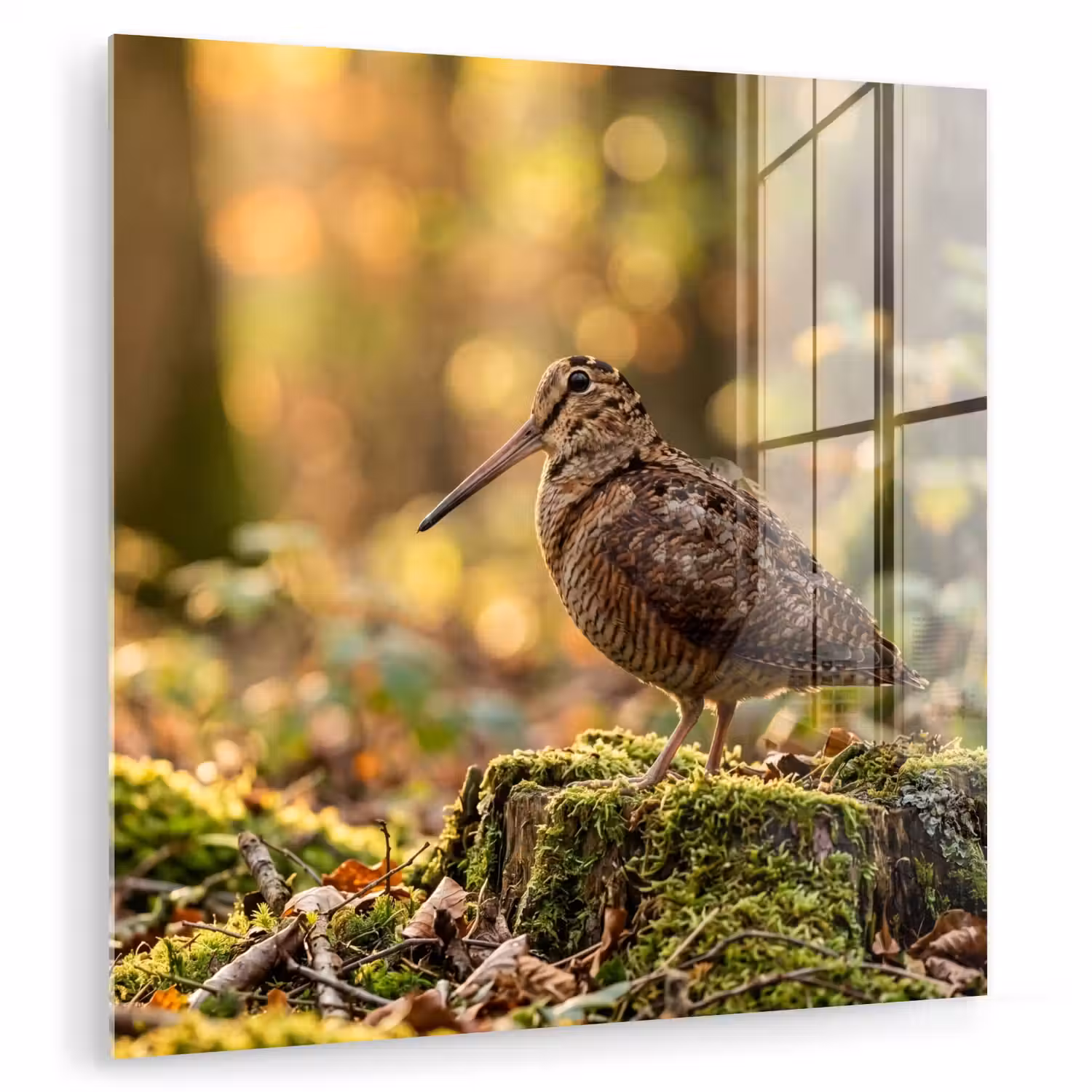 Houtsnip - Bos - Bladeren - Herfst - Gecamoufleerd plexiglas 5mm klein -zzzproduct_nieuw