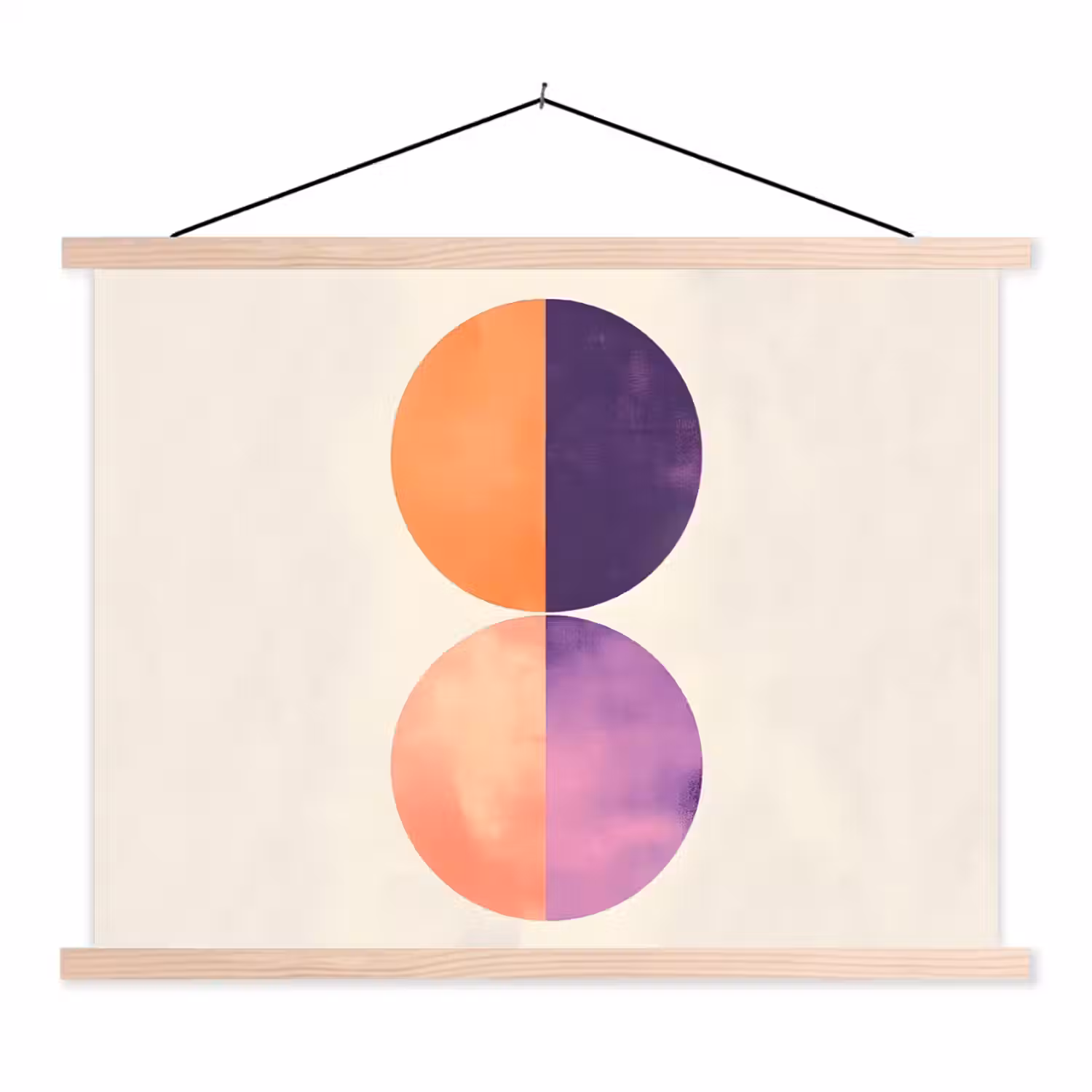 Abstract - Cirkels - Paars textielposter latten blank klein -3d