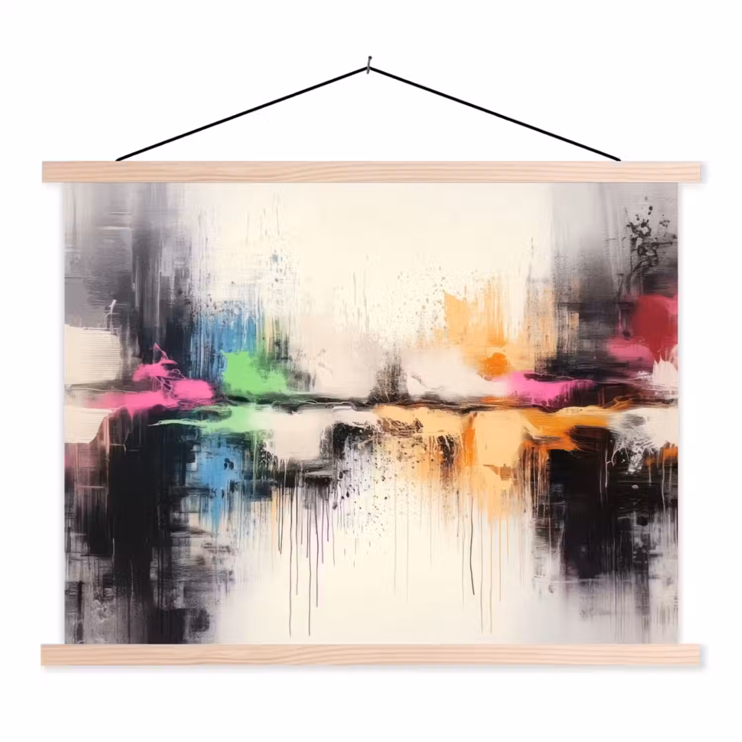 Abstract - Kleurexplosie - Landschap textielposter latten blank klein -3d