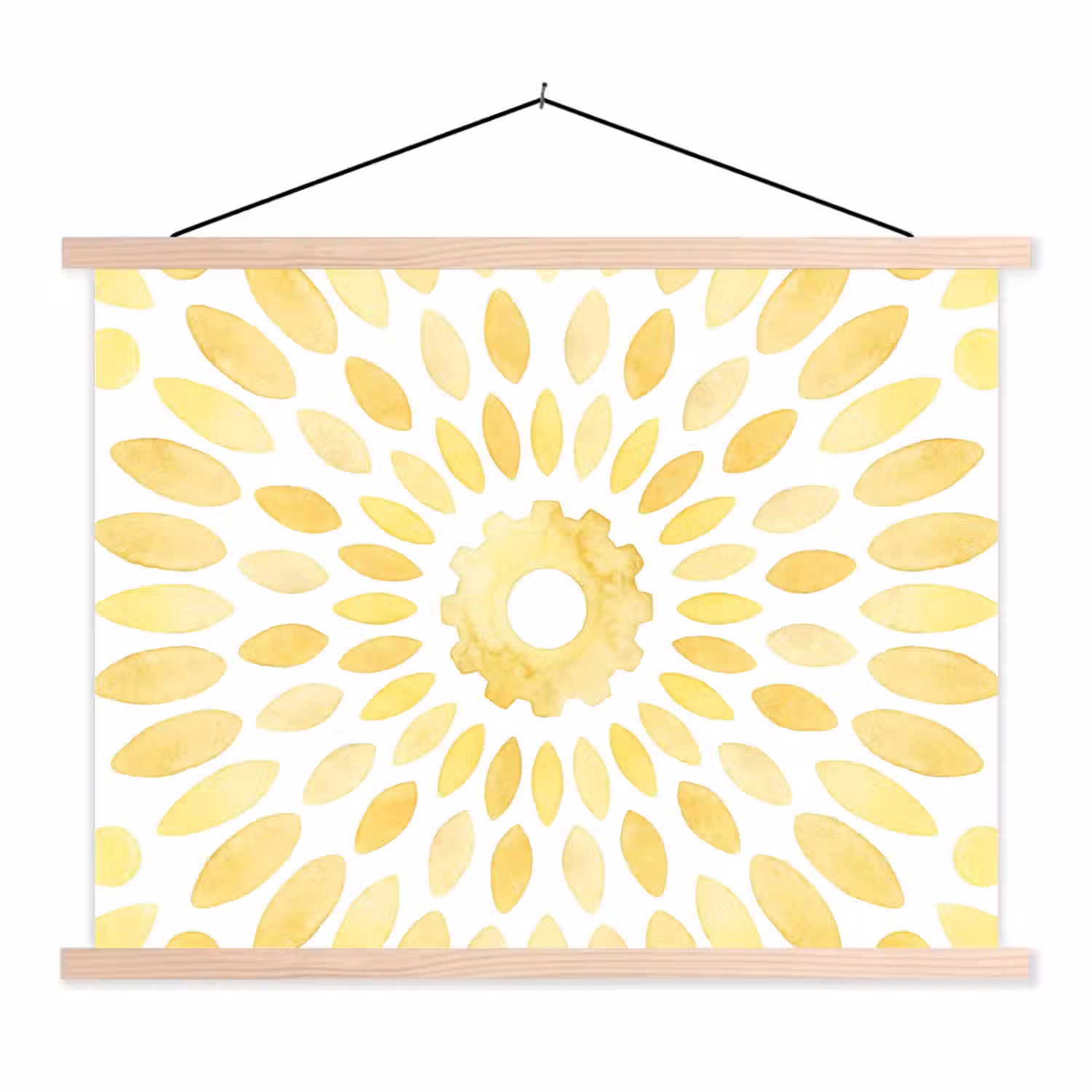Abstract - Geometrisch - Stralend - Geel textielposter latten blank klein -3d
