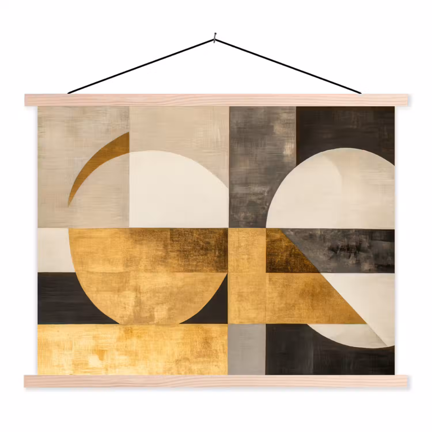 Abstract - Goud - Grijs - Vormen - Geometrisch textielposter latten blank klein -3d