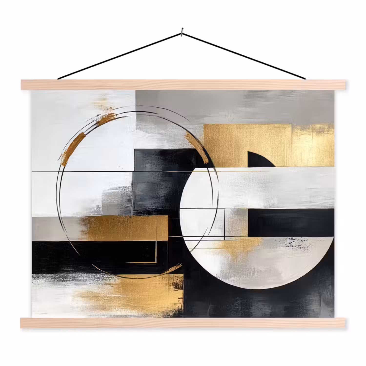 Abstract - Goud - Zilver - Vormen - Aesthetic textielposter latten blank klein -3d
