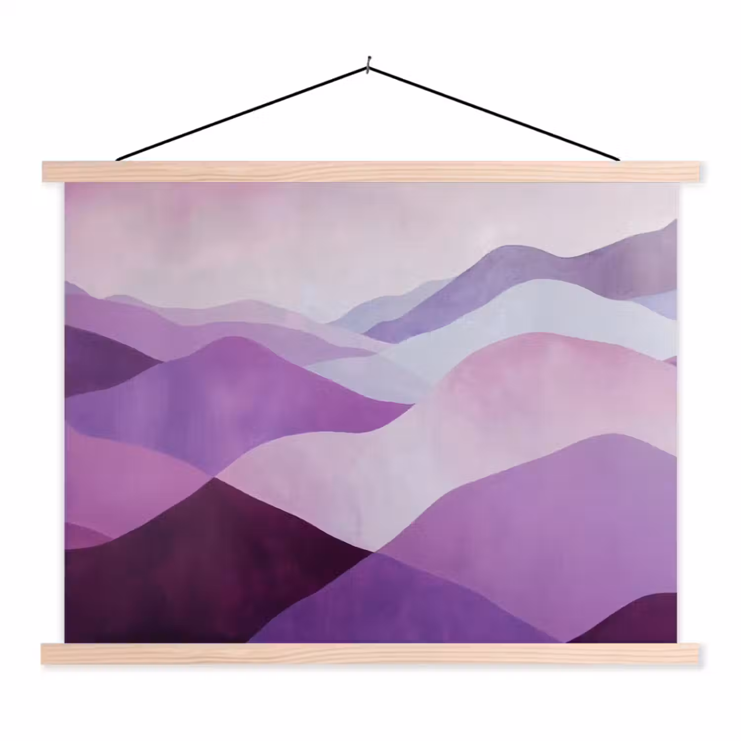 Abstract - Heuvels - Landschap - Paars textielposter latten blank klein -3d