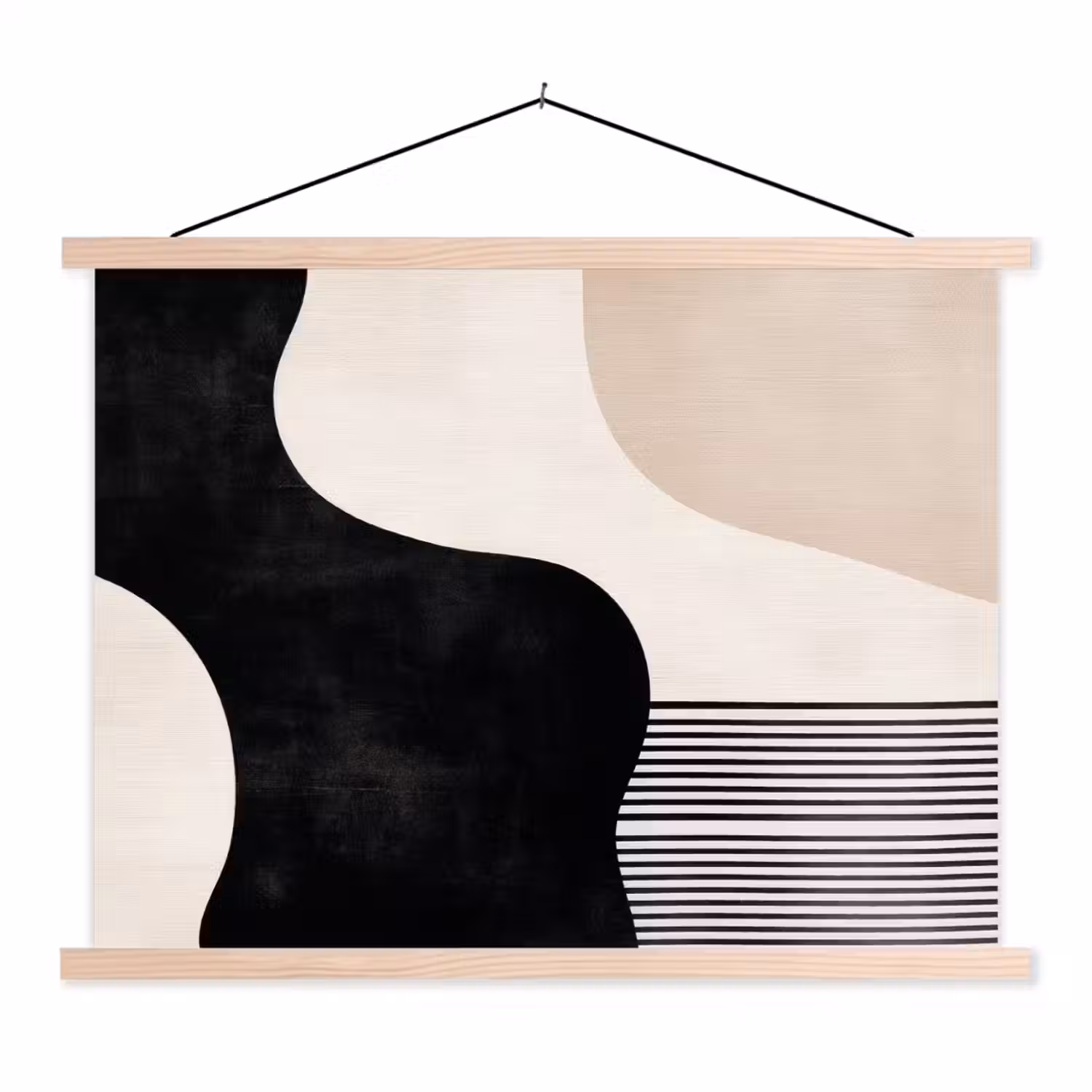 Abstract - Japandi - Beige - Modern textielposter latten blank klein -3d
