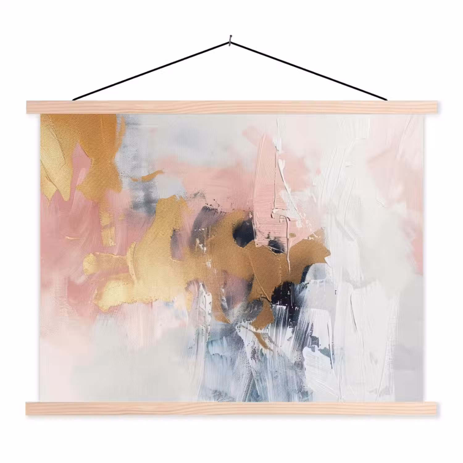 Abstract - Pastel kleuren - Goud - Modern - Aesthetic textielposter latten blank klein -3d