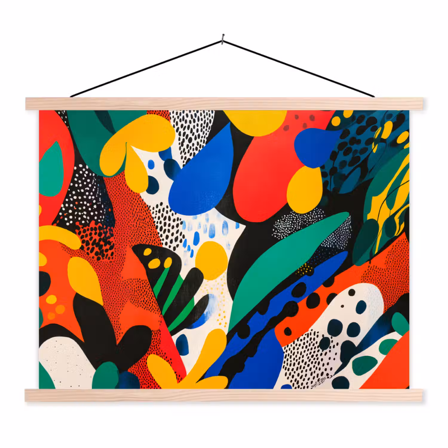 Abstract - Planten - Vormen - Kleurrijk textielposter latten blank klein -3d