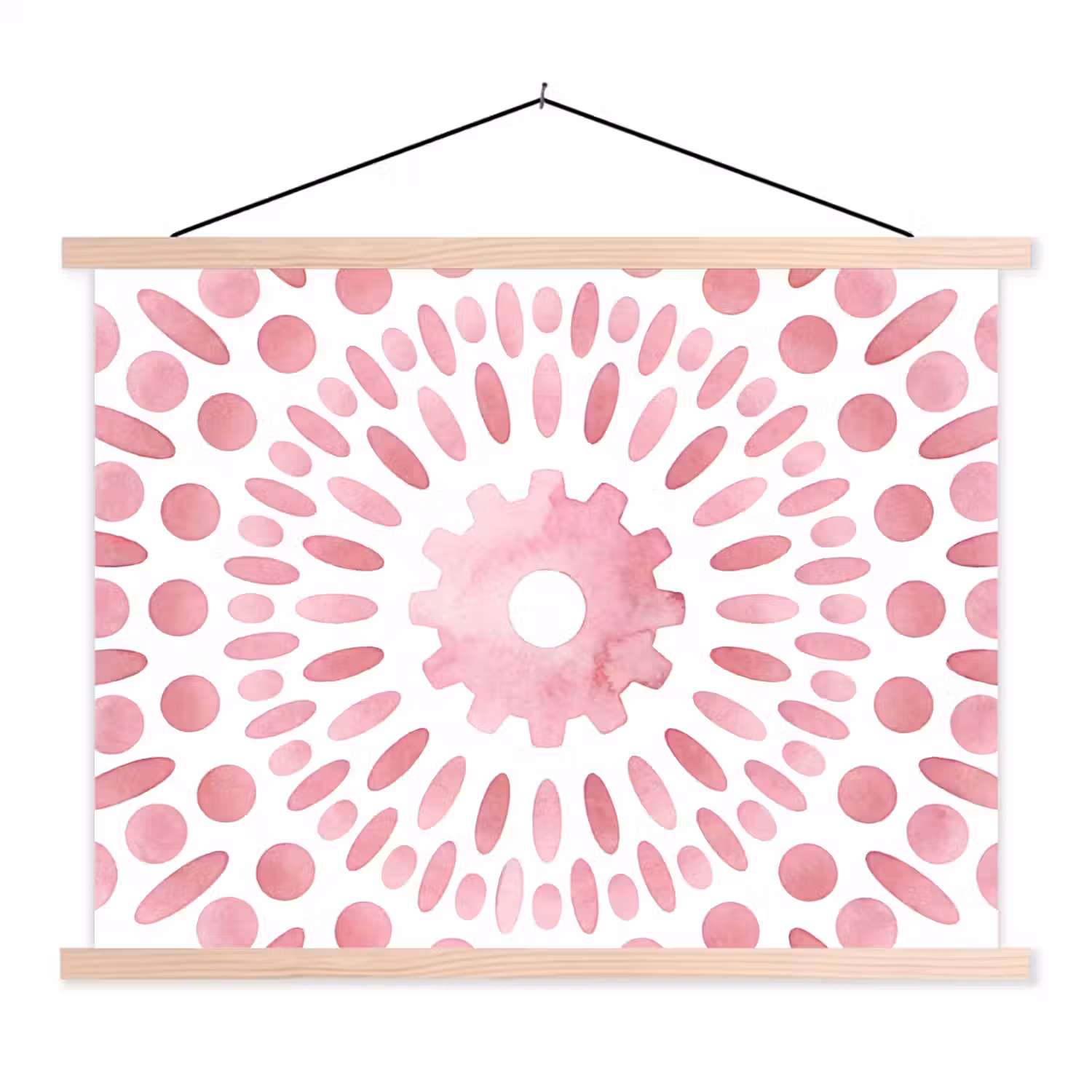 Abstract - Vormen - Patroon - Aquarel - Roze textielposter latten blank klein -3d