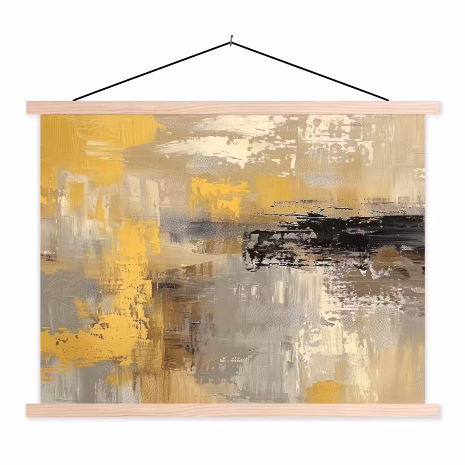 Abstract - Geel - Modern - Beige textielposter latten blank klein -3d