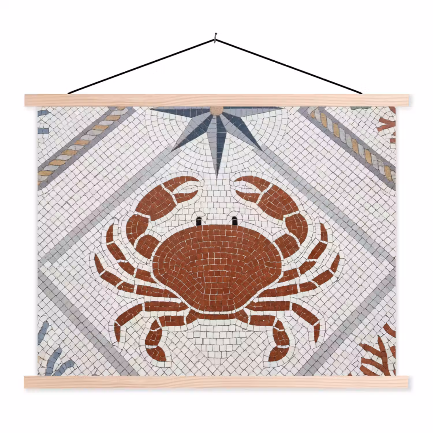 Dier - Mozaïek - Zee - Klassiek - Bruin textielposter latten blank klein -3d