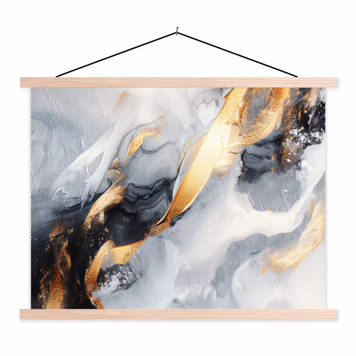 Kunst - Goud - Luxe - Abstract - Modern textielposter latten blank klein -3d