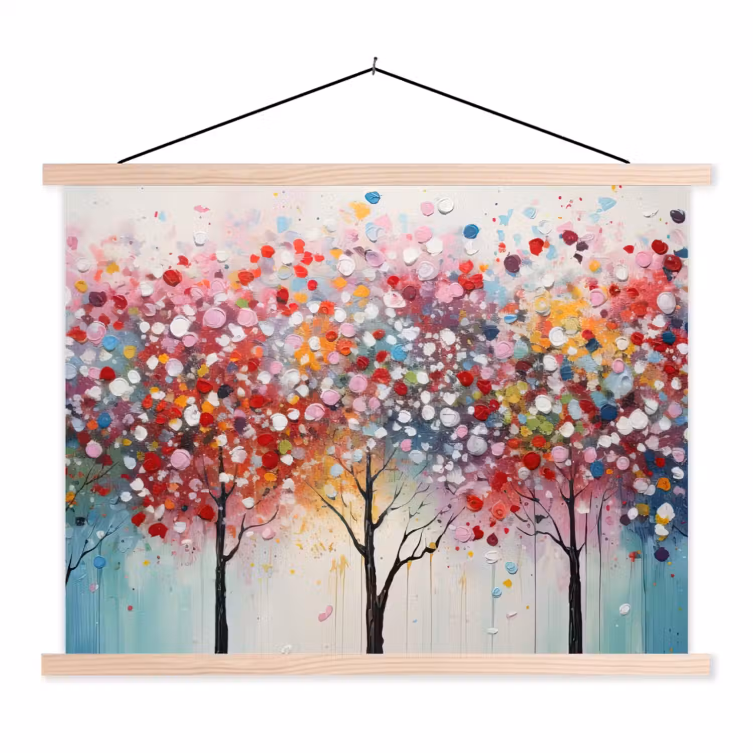 Kunst - Bomen - Natuur - Acryl textielposter latten blank klein -3d