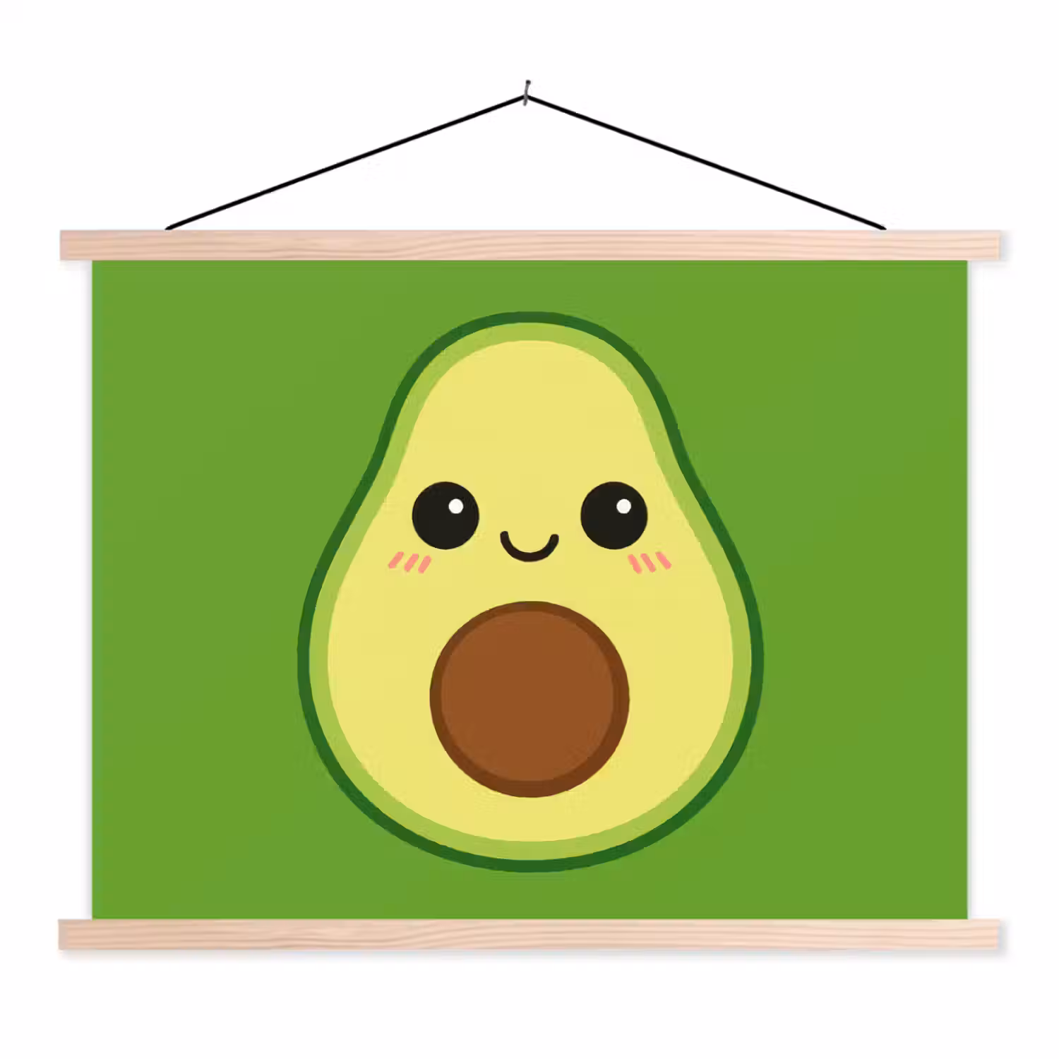 Avocado - Groen - Speels textielposter latten blank klein -3d