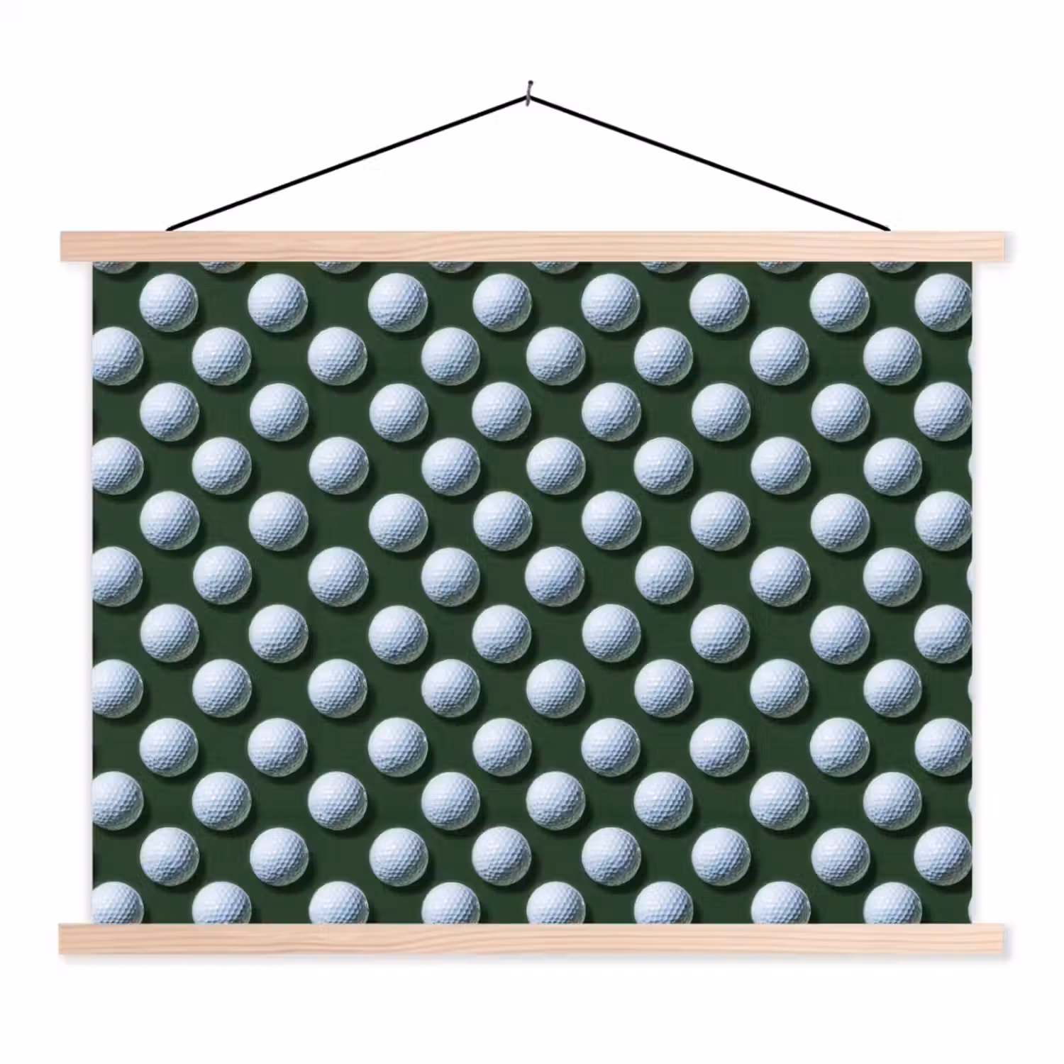 Ballen - Golf - Groen textielposter latten blank klein 122 -3d