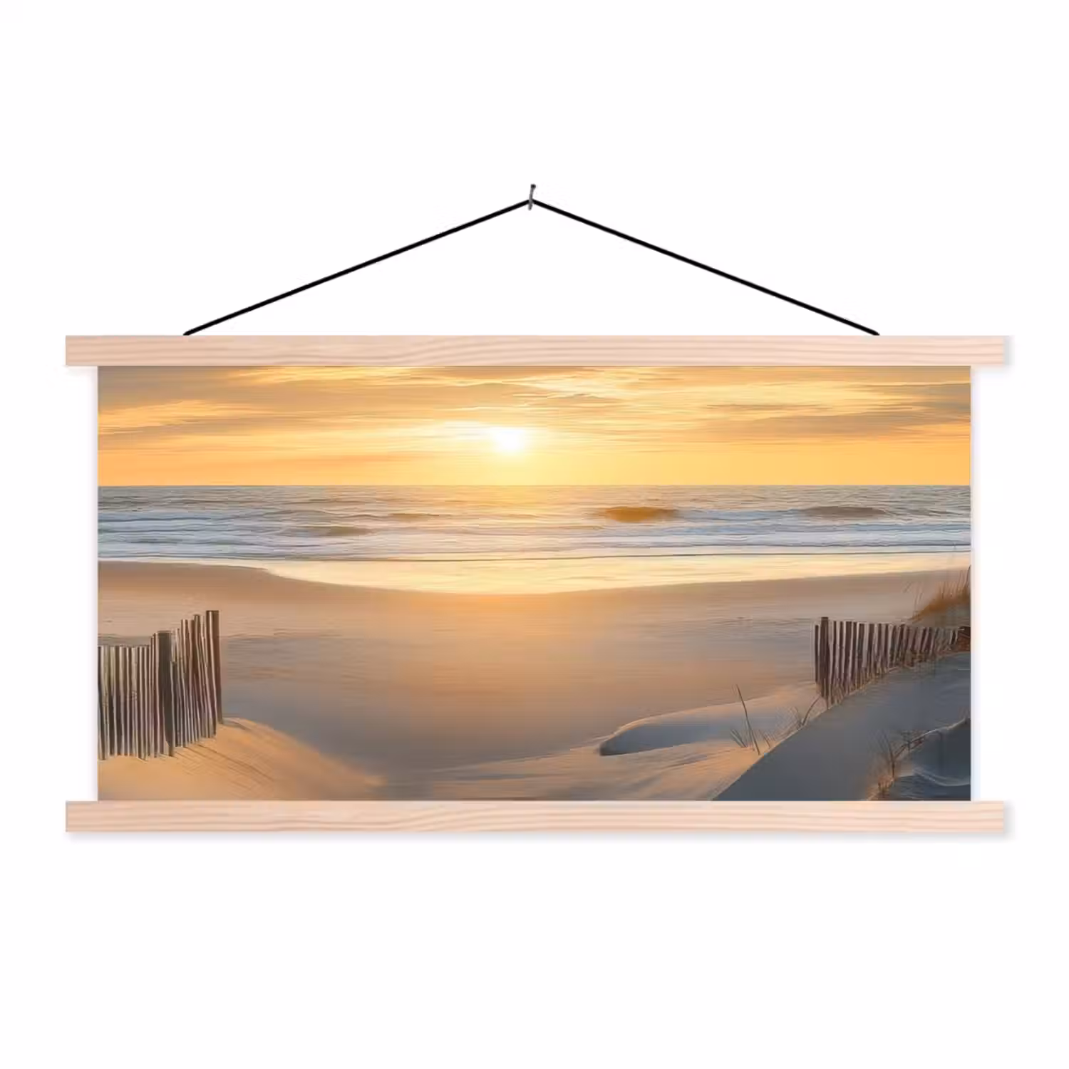 Strand - Duinen - Zonsondergang textielposter latten blank klein -3d