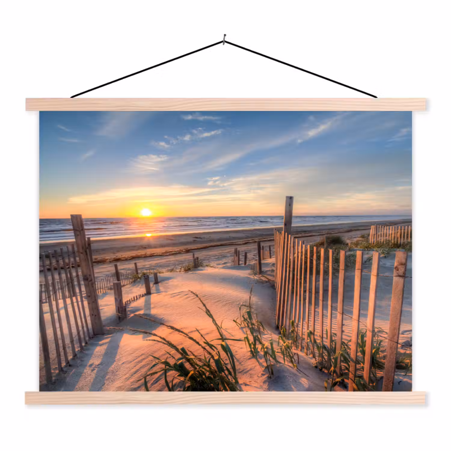 Strand - Zee - Duin - Zonsondergang - Landschap textielposter latten blank klein -3d