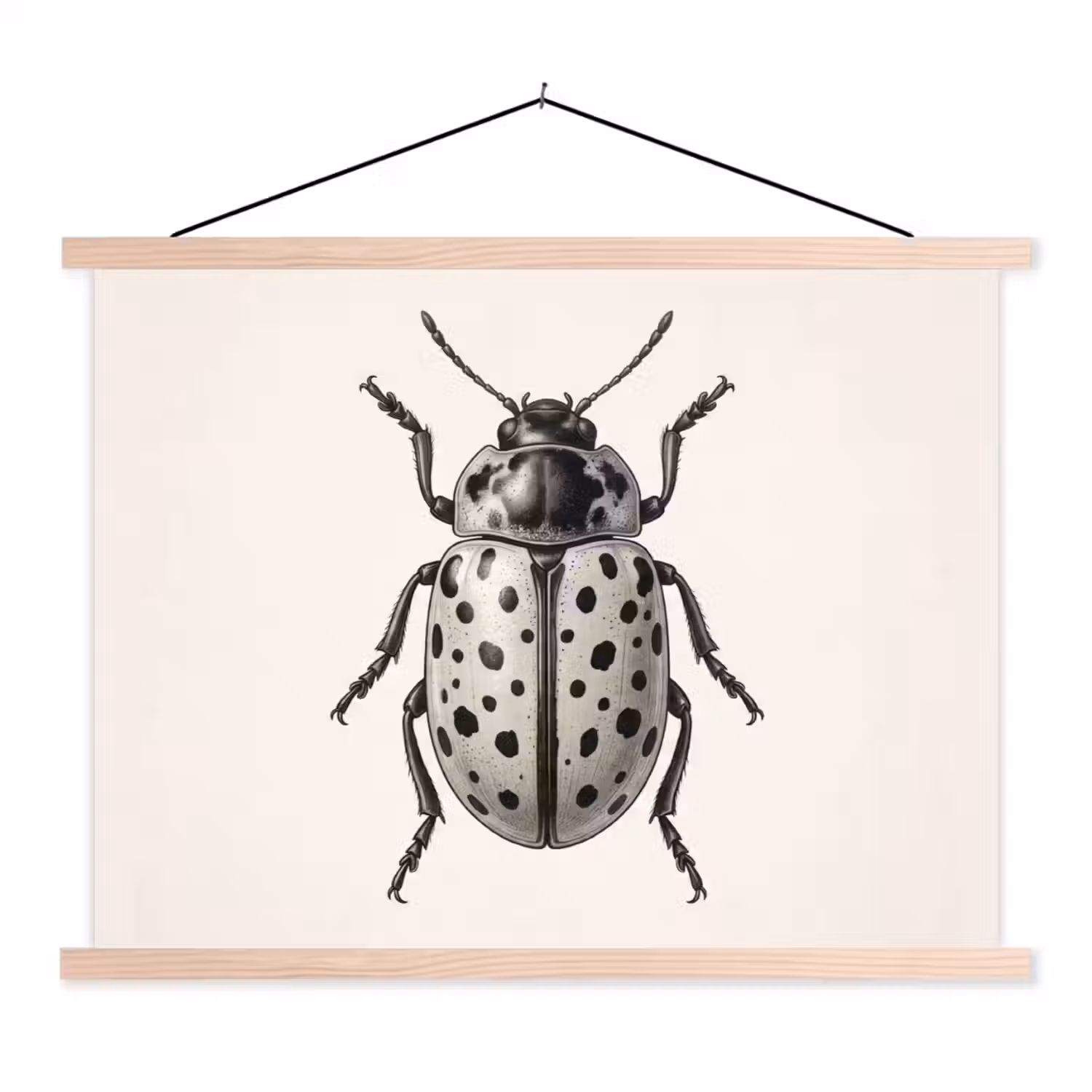 Kever - Insect - Vintage textielposter latten blank klein -3d