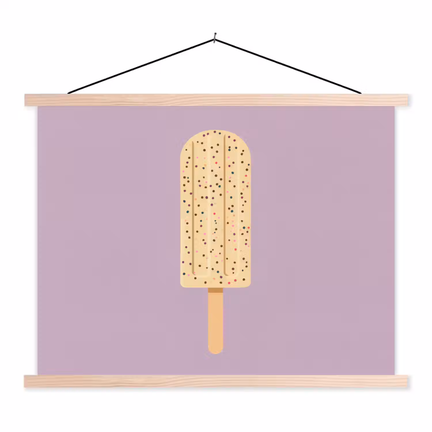 Beige - Ijsje - Spikkels textielposter latten blank klein -3d