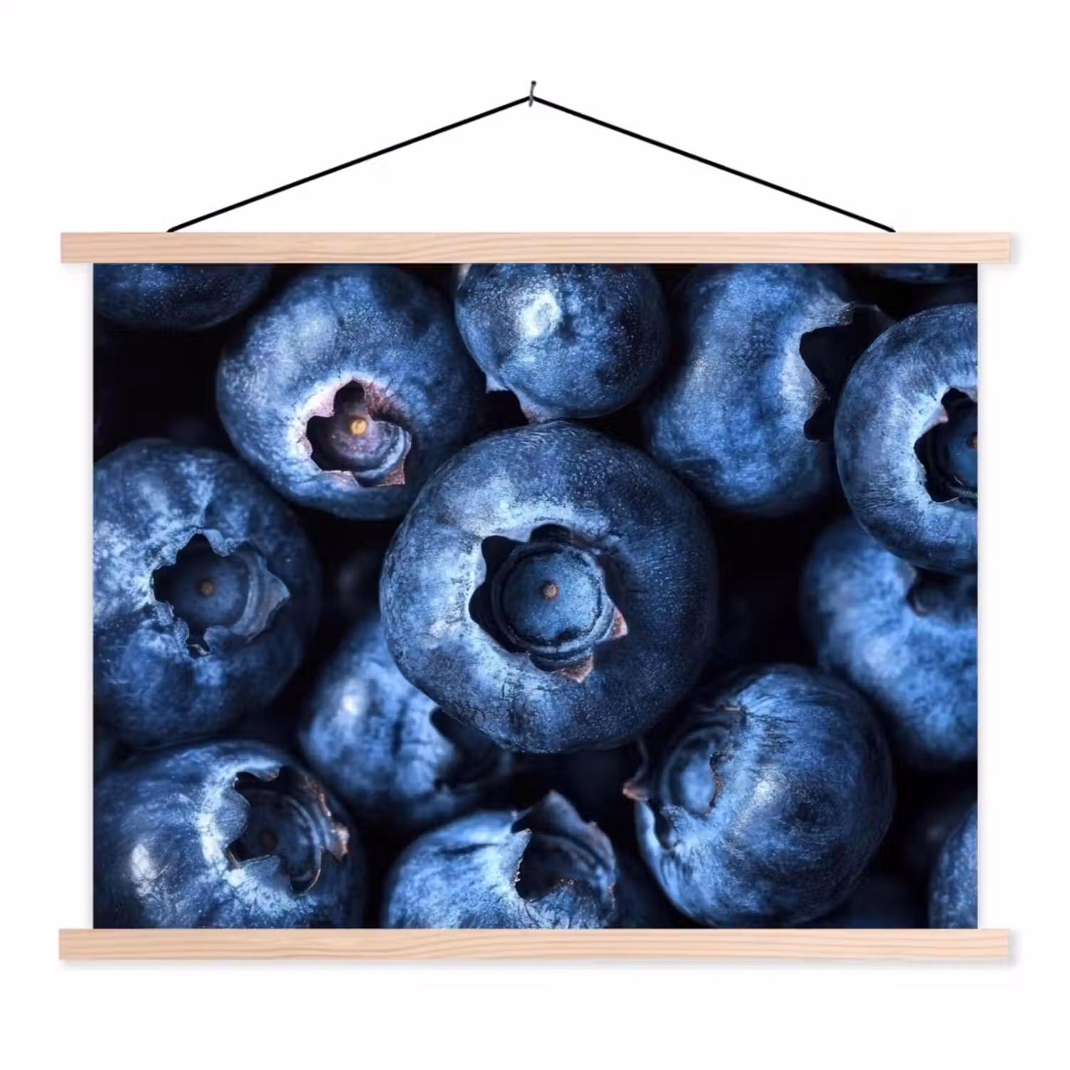Bessen - Blauw - Fruit textielposter latten blank klein -3d