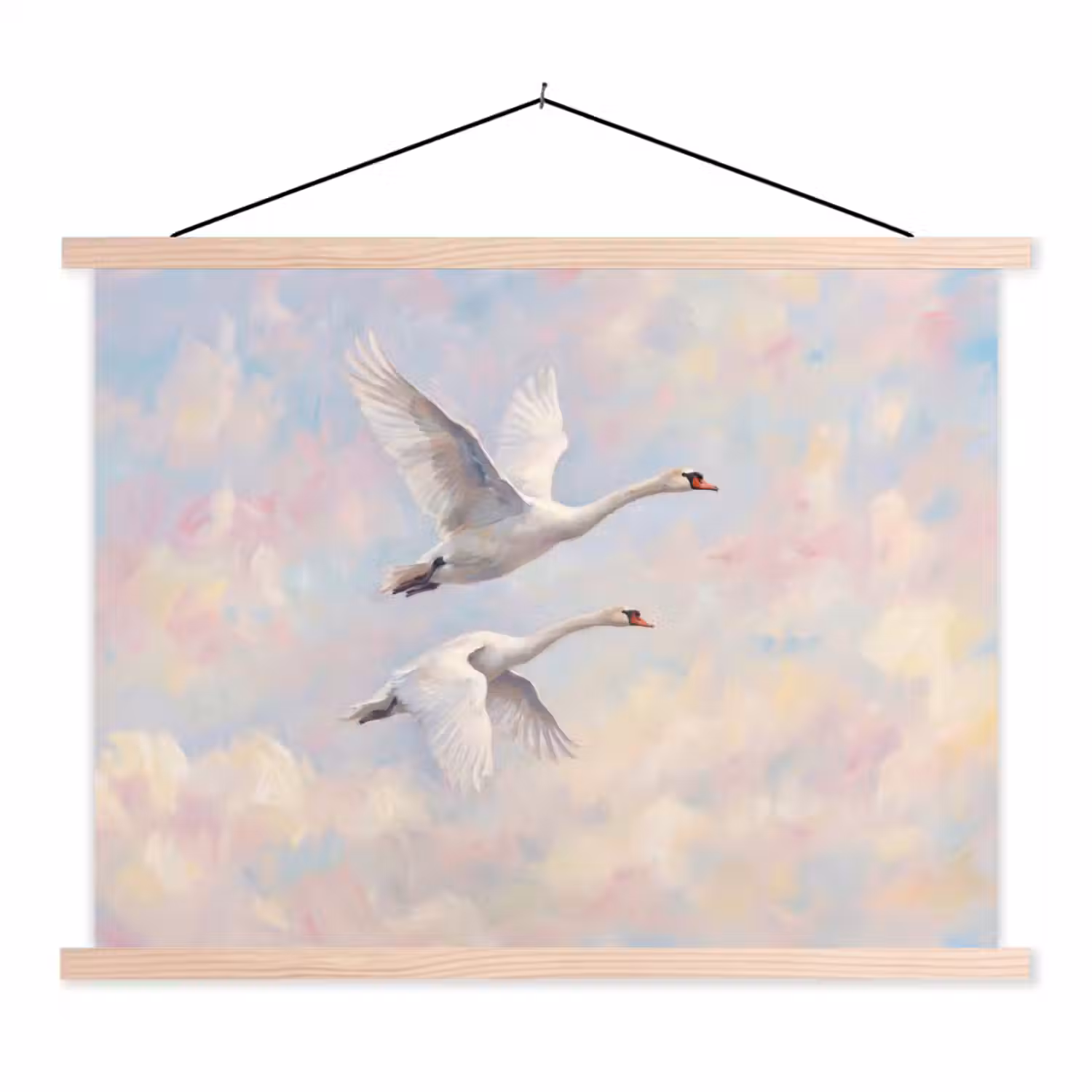 Vogel - Vliegend - Lucht - Modern - Pastel textielposter latten blank klein -3d