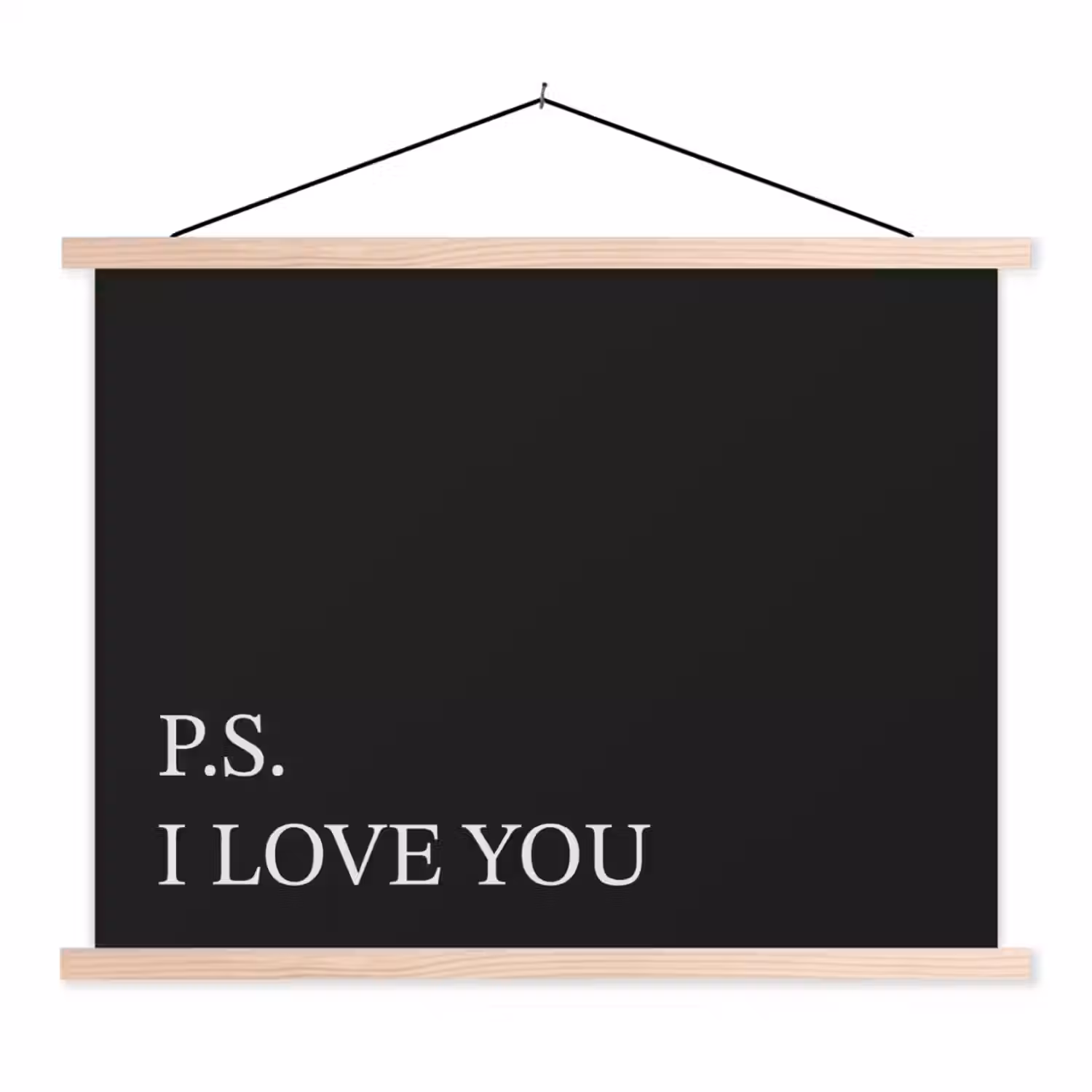 Zwart - Minimalistisch - Valentijn textielposter latten blank klein -3d