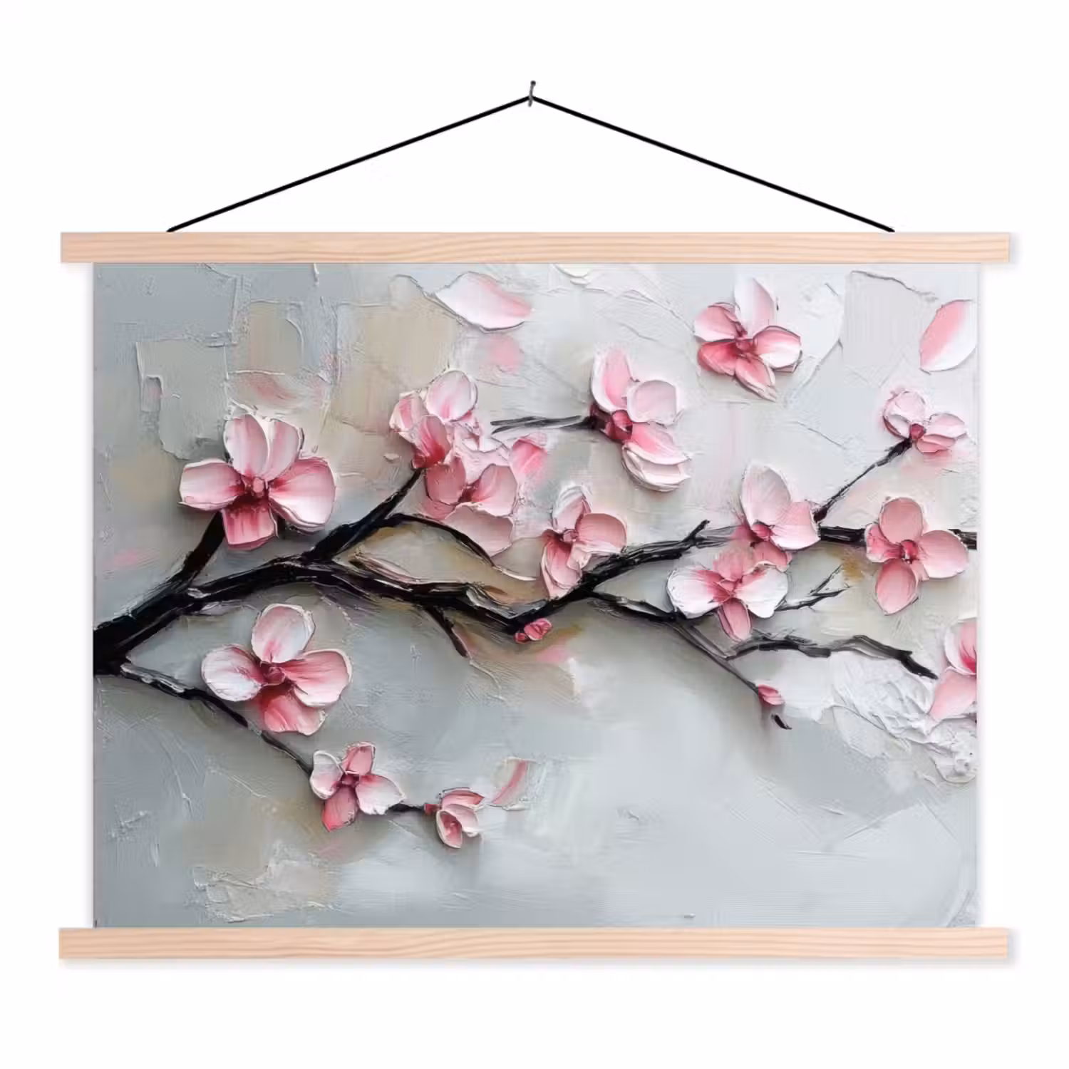 Bloesem - Kunstzinnig - Roze - Sakura textielposter latten blank klein -3d