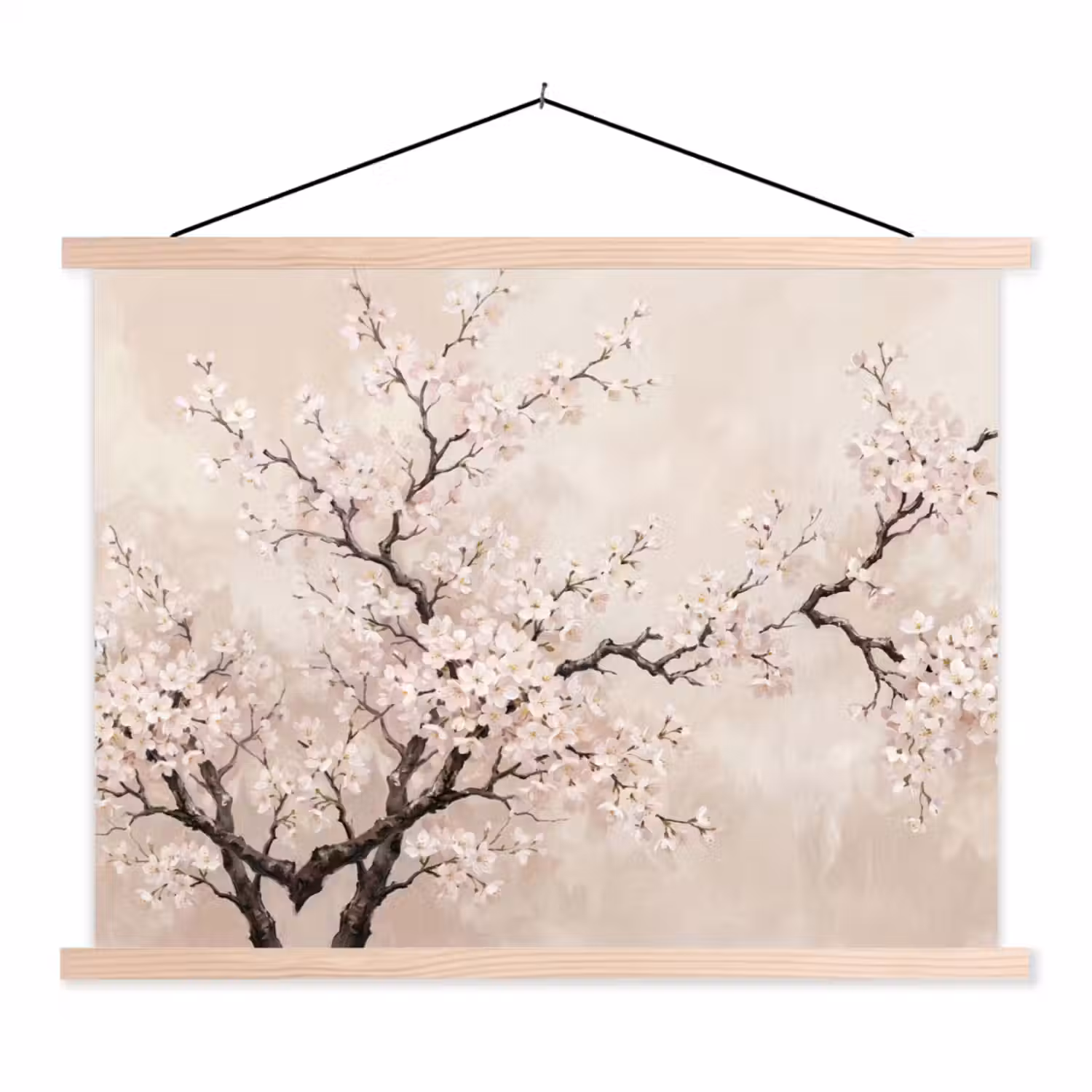 Bloesem - Illustratie - Taupe textielposter latten blank klein -3d
