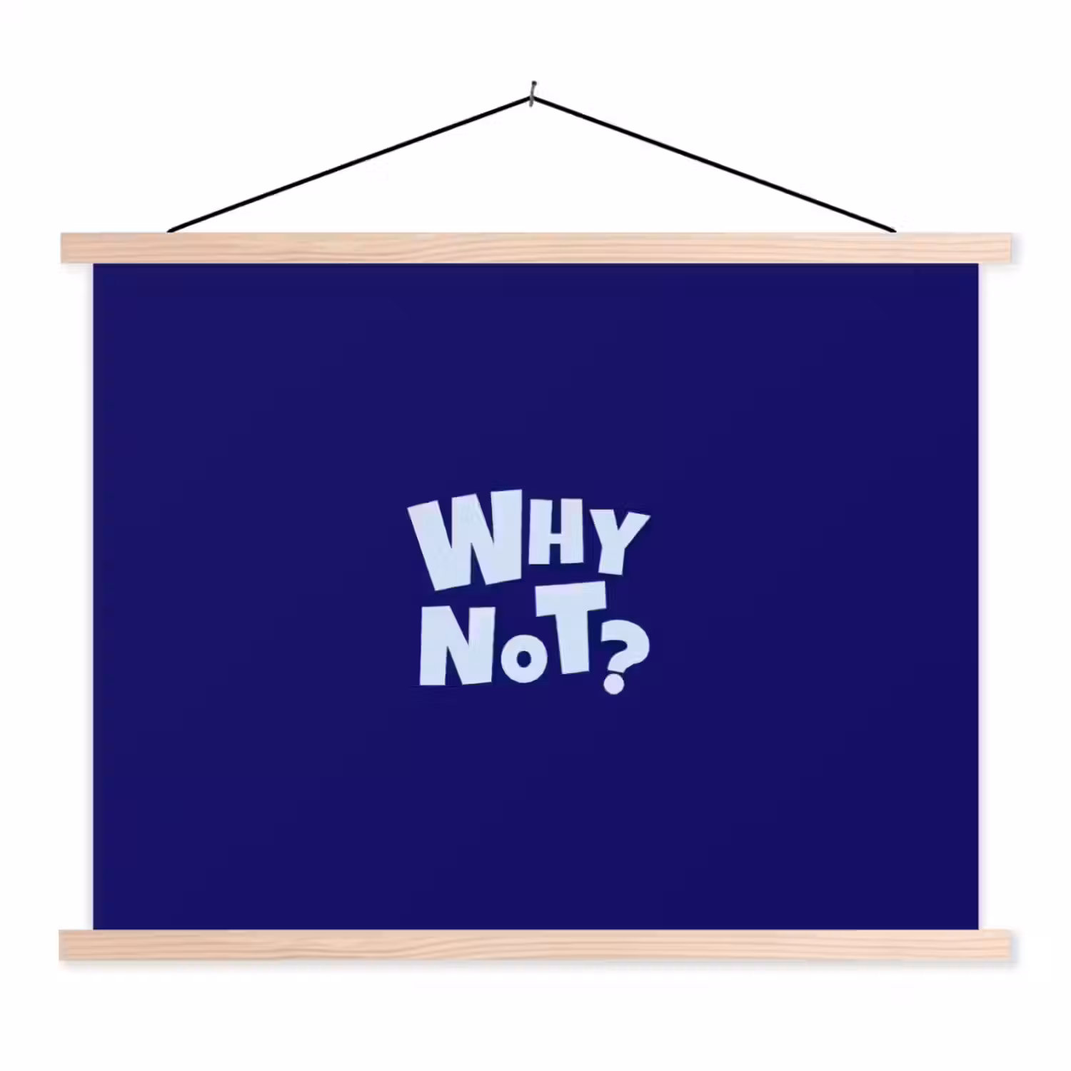 Blauw - Why not - Minimalistisch textielposter latten blank klein -3d