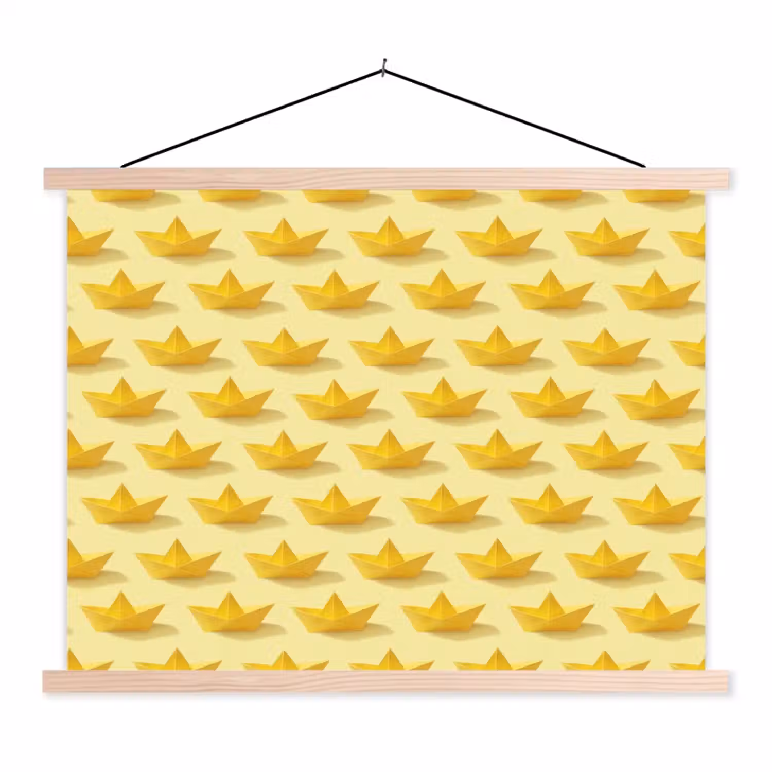 Bootjes - Origami - Creatief - Geel textielposter latten blank klein 122 -3d