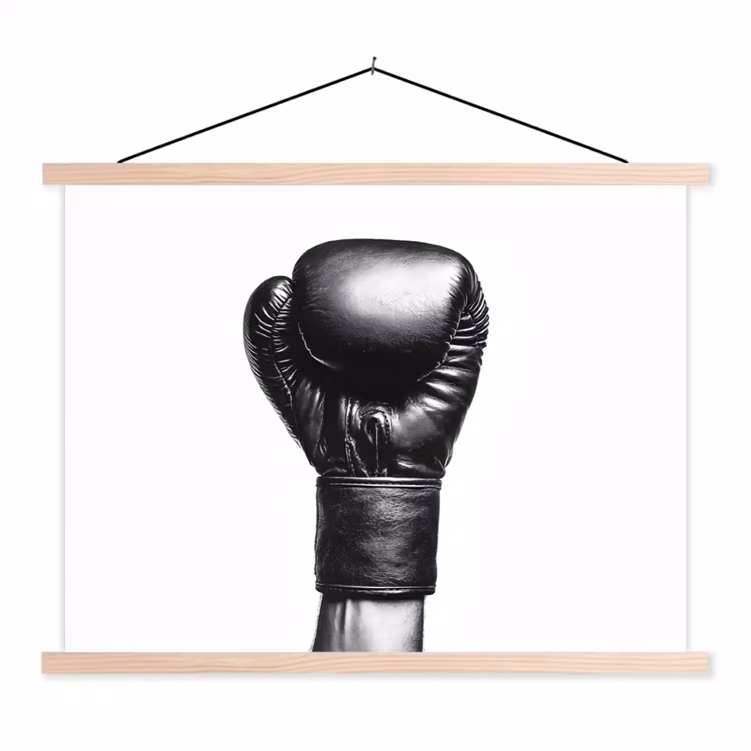 Bokshandschoen - Zwart - Hand textielposter latten blank klein -3d